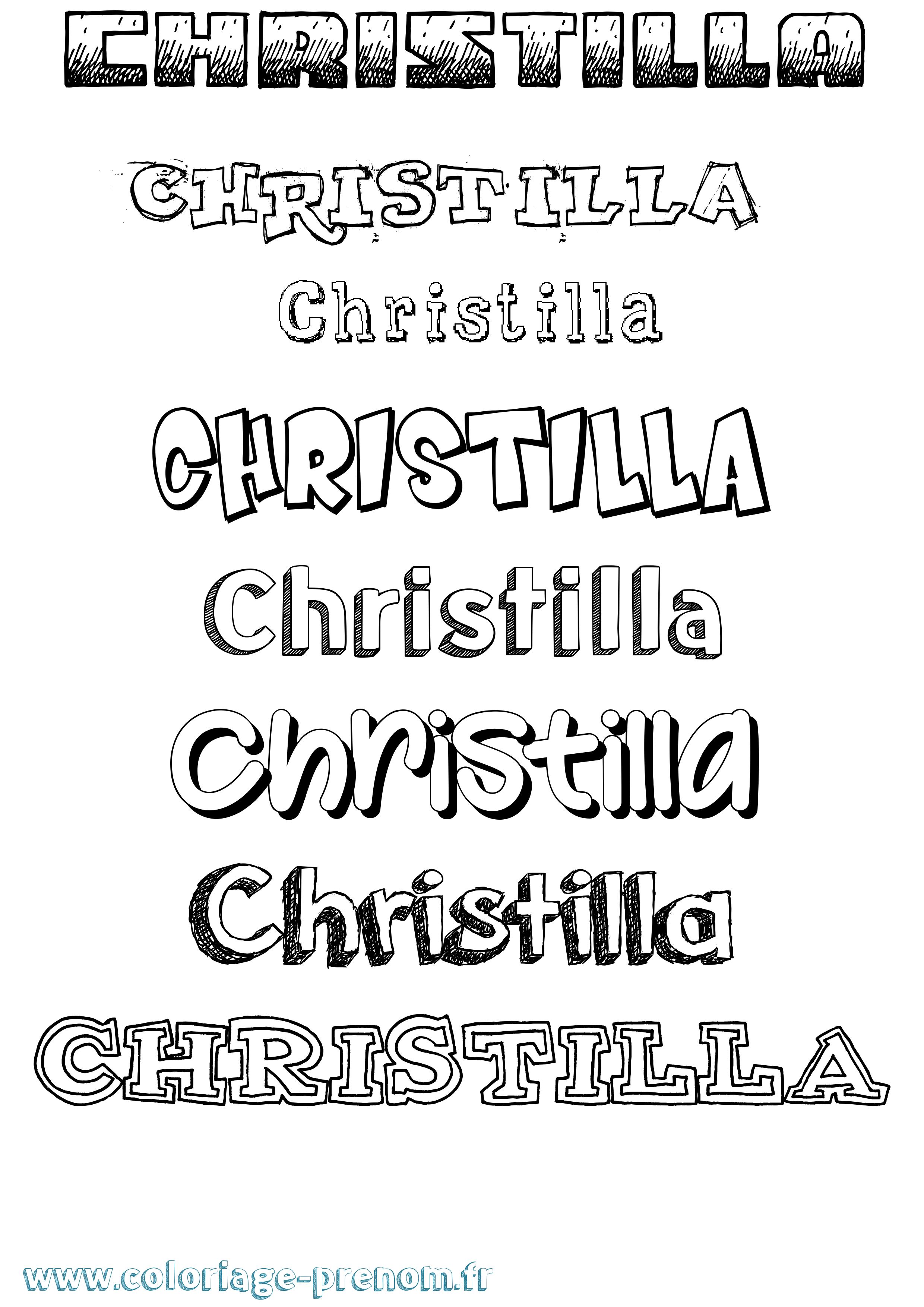 Coloriage Christilla Dessiné Coloriage prénom Christilla Dessiné