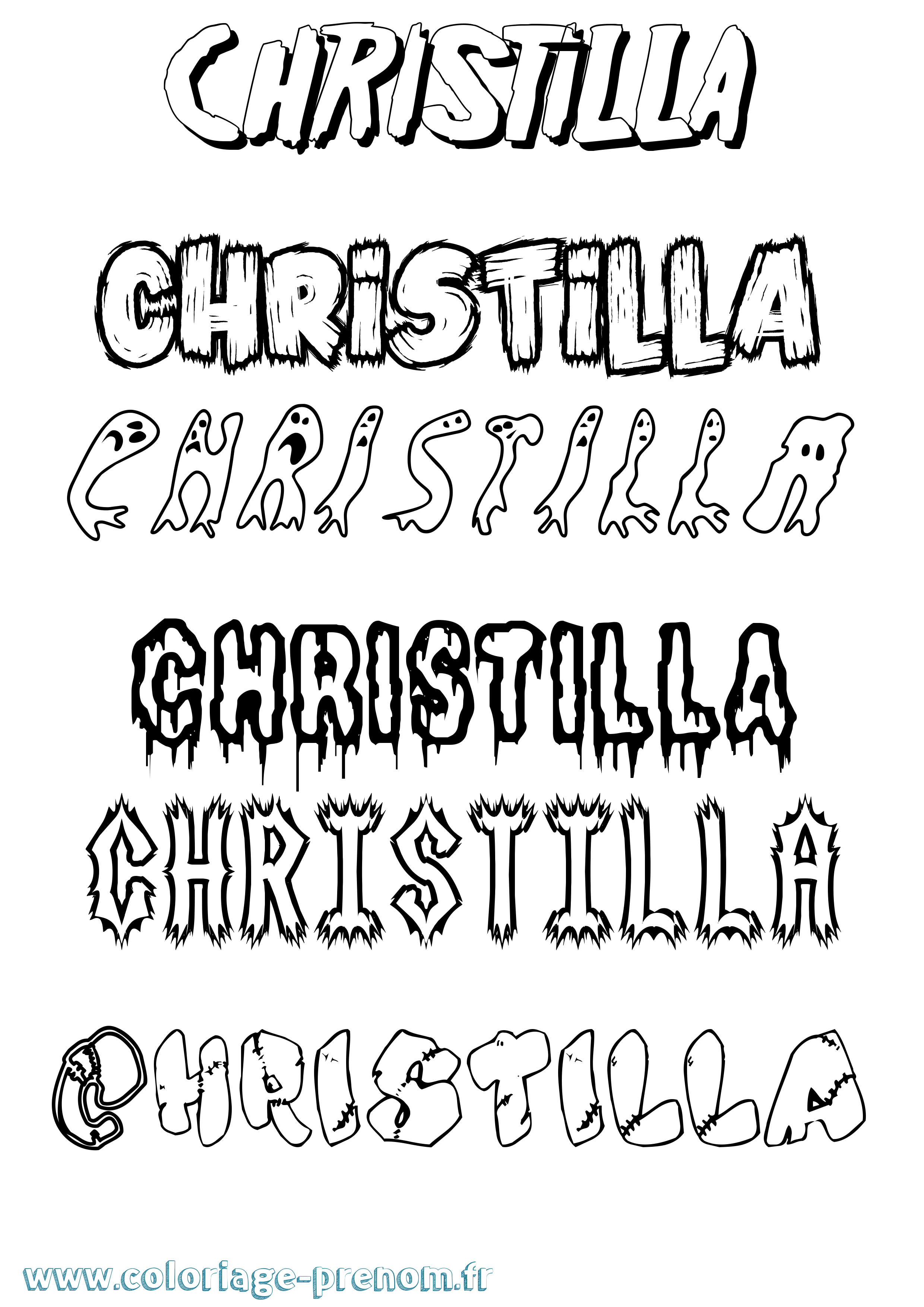 Coloriage Christilla Frisson Coloriage prénom Christilla Frisson