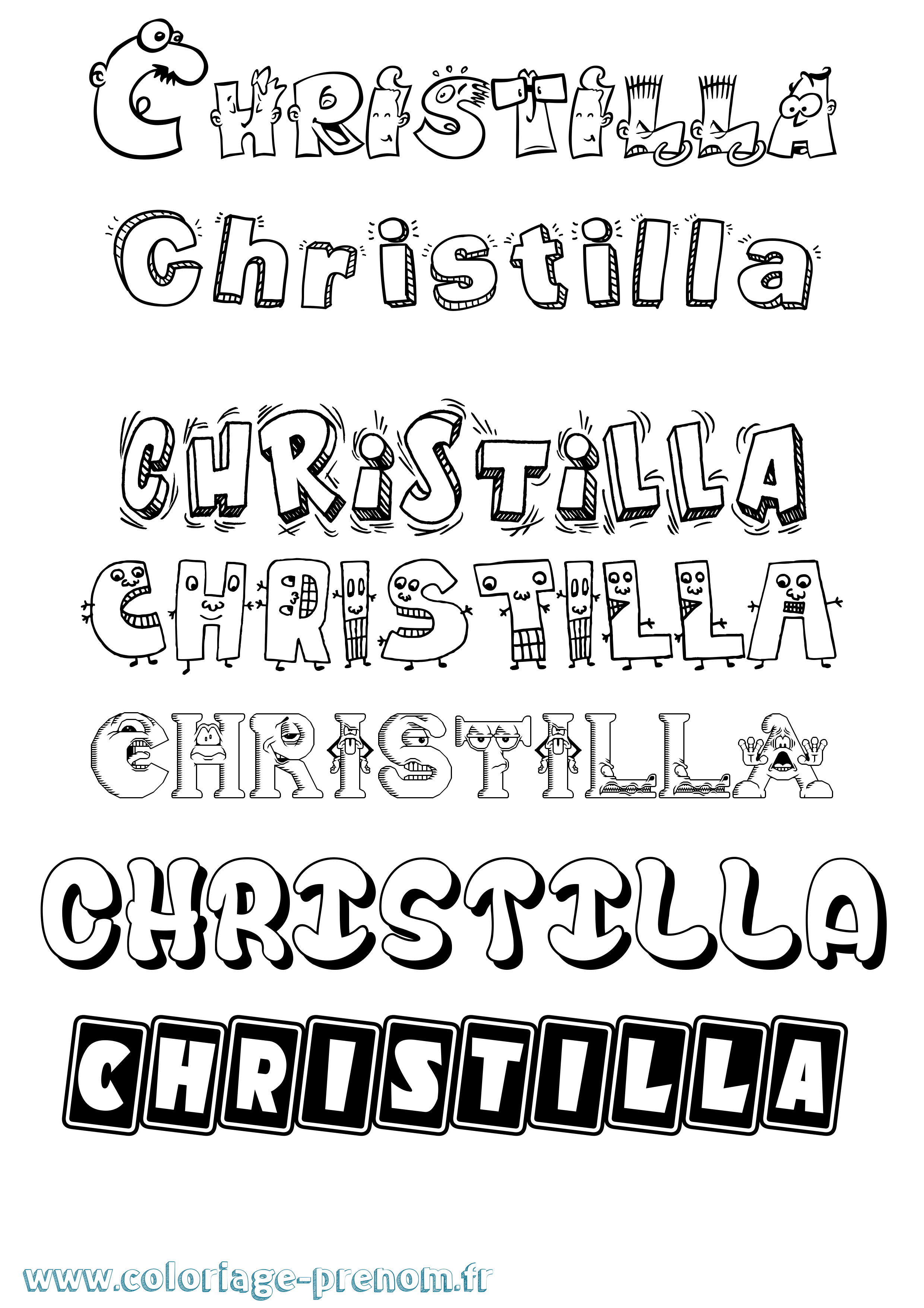 Coloriage Christilla Fun Coloriage prénom Christilla Fun