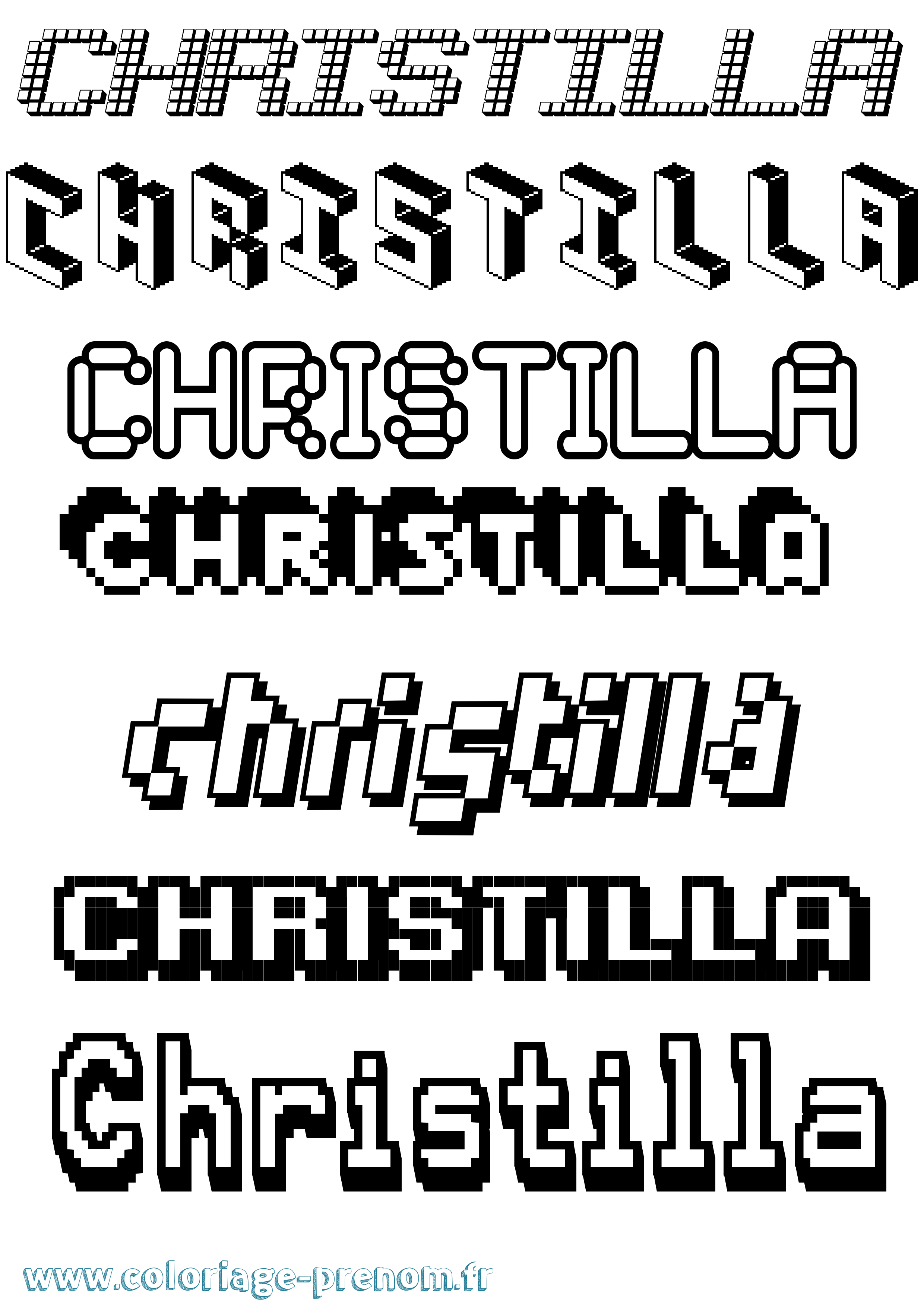 Coloriage Christilla Pixel Coloriage prénom Christilla Pixel