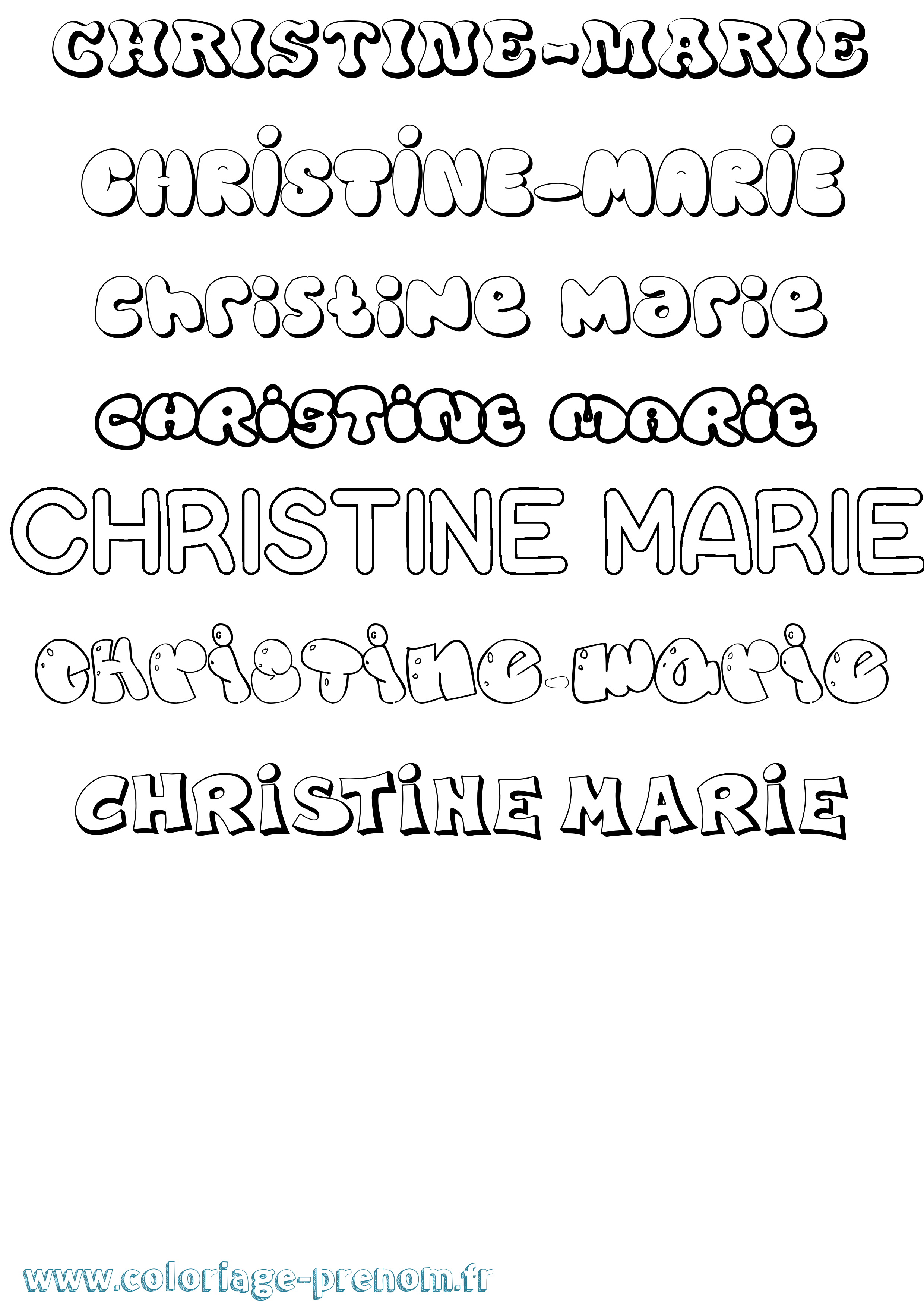 Coloriage Christine-Marie Bubble Coloriage prénom Christine-Marie Bubble