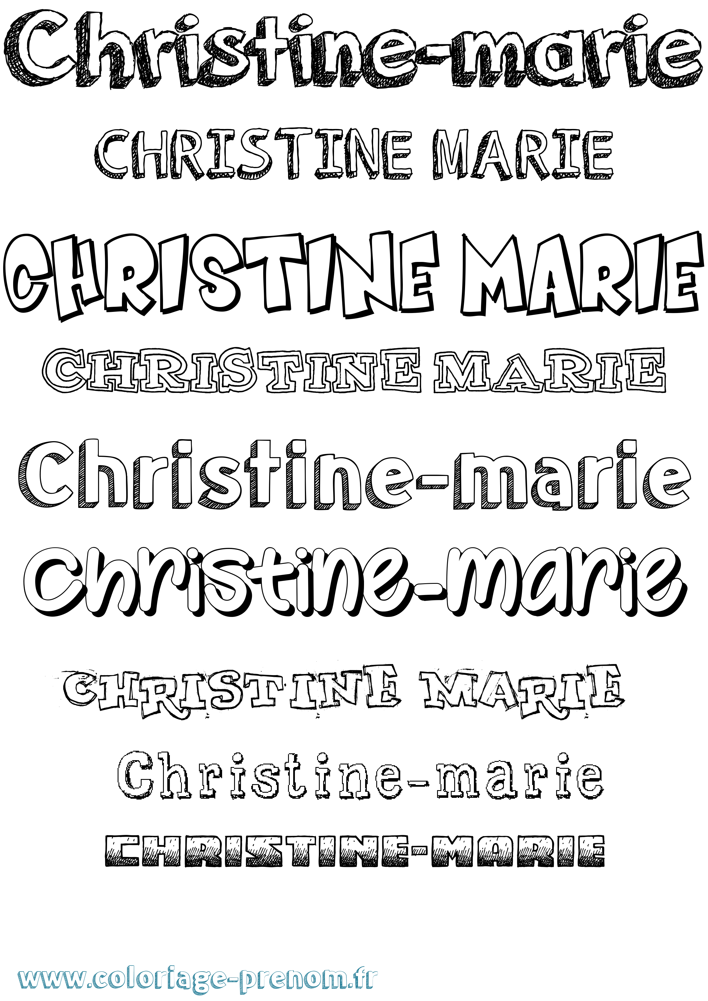 Coloriage Christine-Marie Dessiné Coloriage prénom Christine-Marie Dessiné