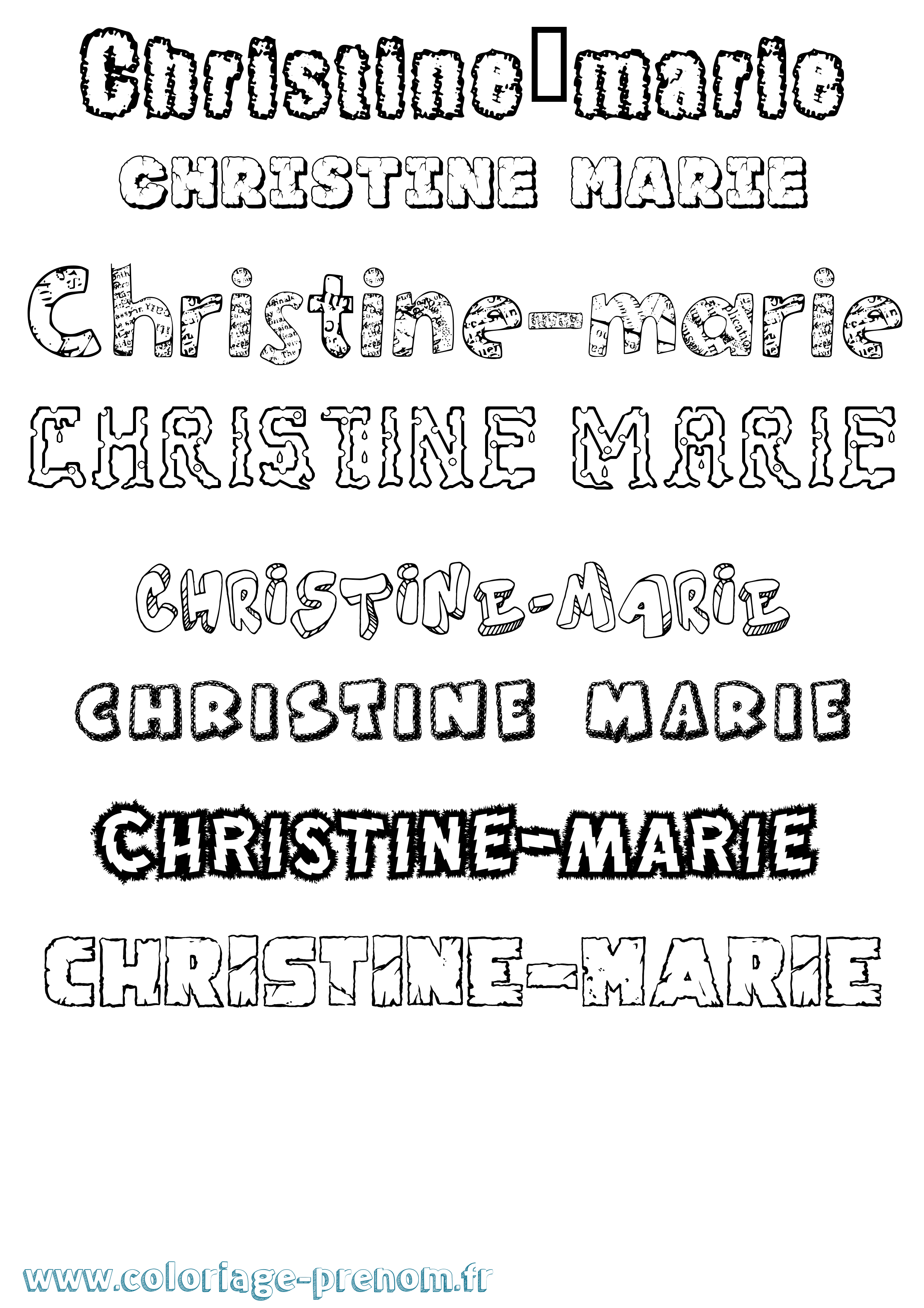 Coloriage Christine-Marie Destructuré Coloriage prénom Christine-Marie Destructuré