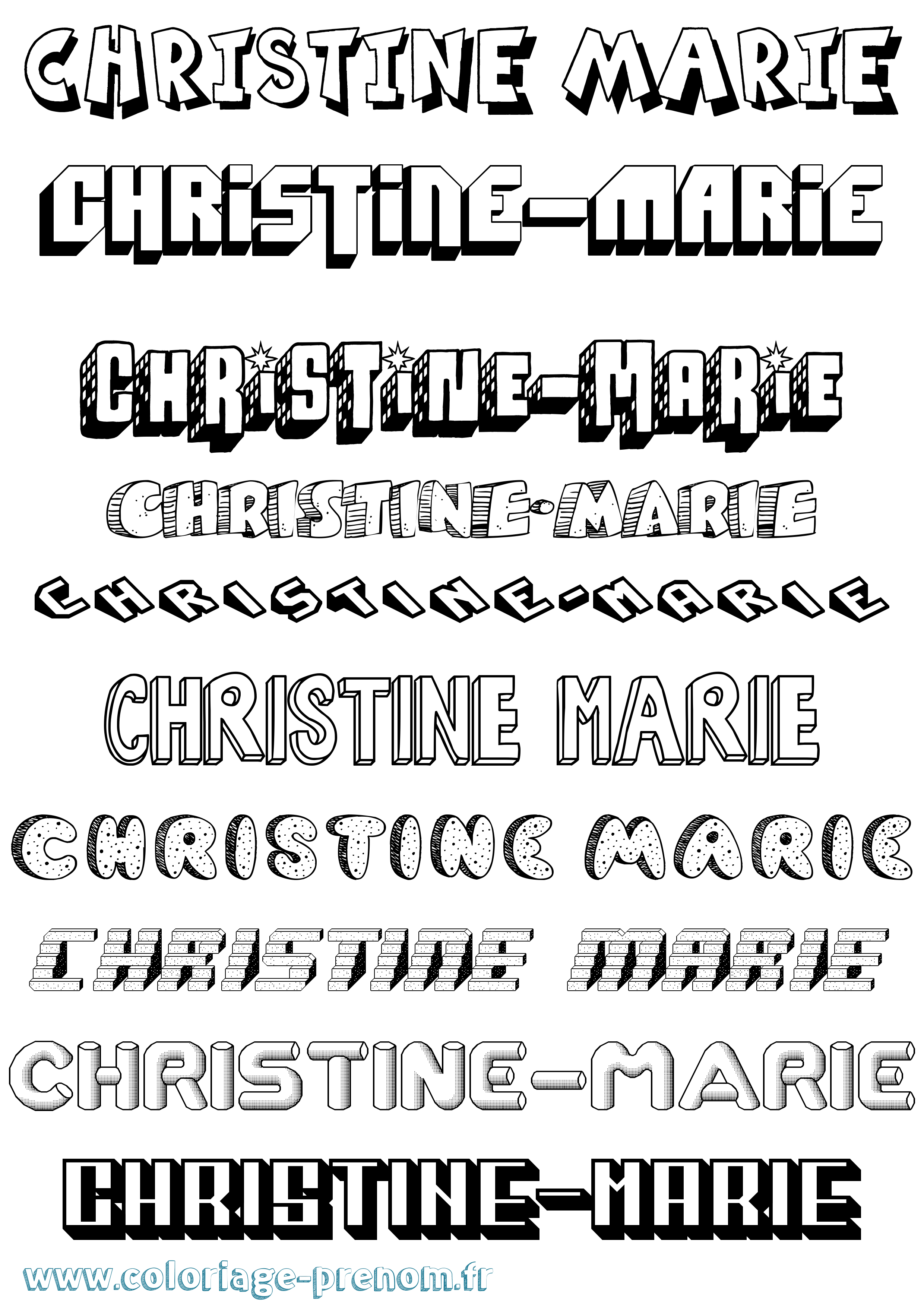 Coloriage Christine-Marie Effet 3D Coloriage prénom Christine-Marie Effet 3D