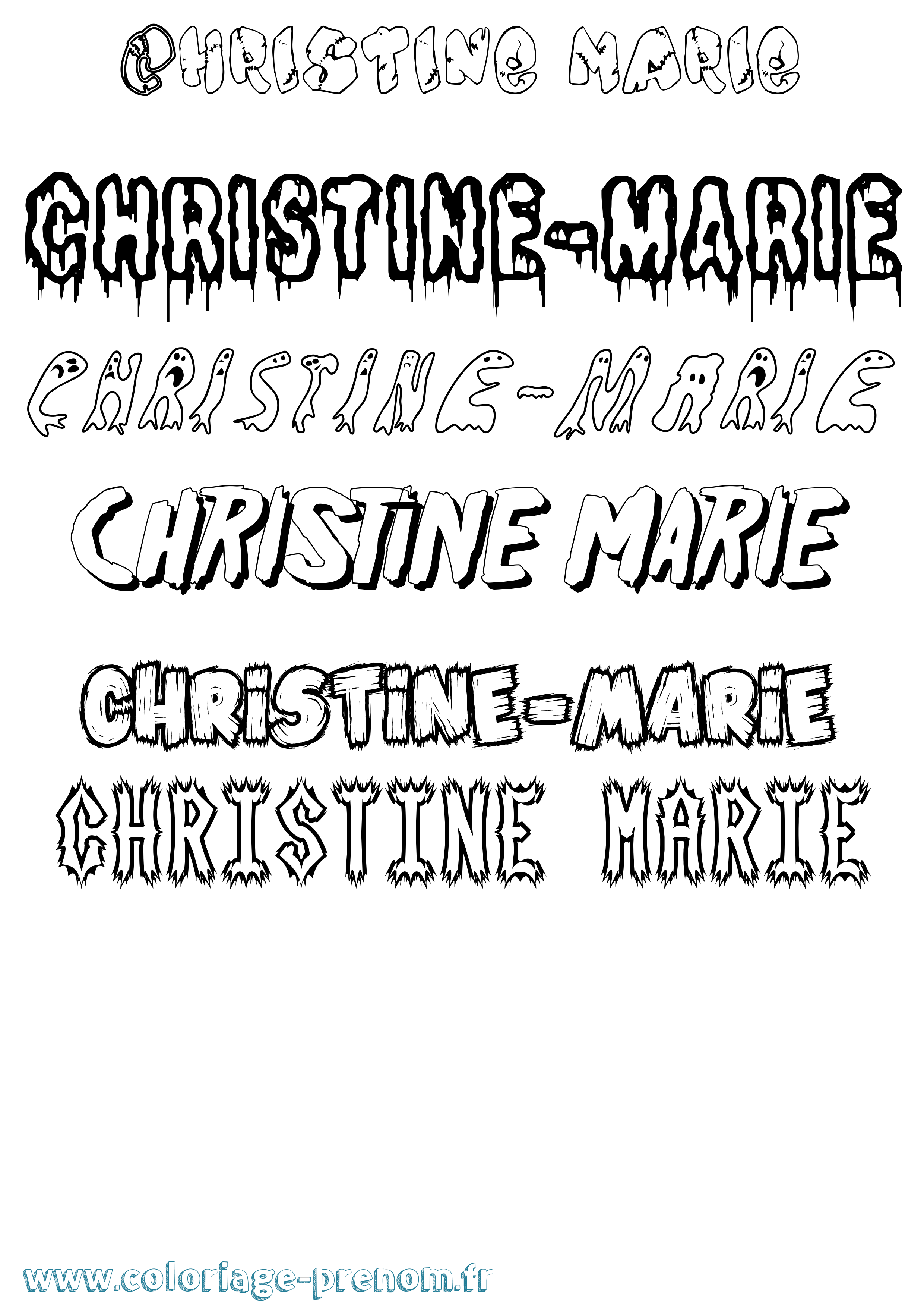 Coloriage Christine-Marie Frisson Coloriage prénom Christine-Marie Frisson