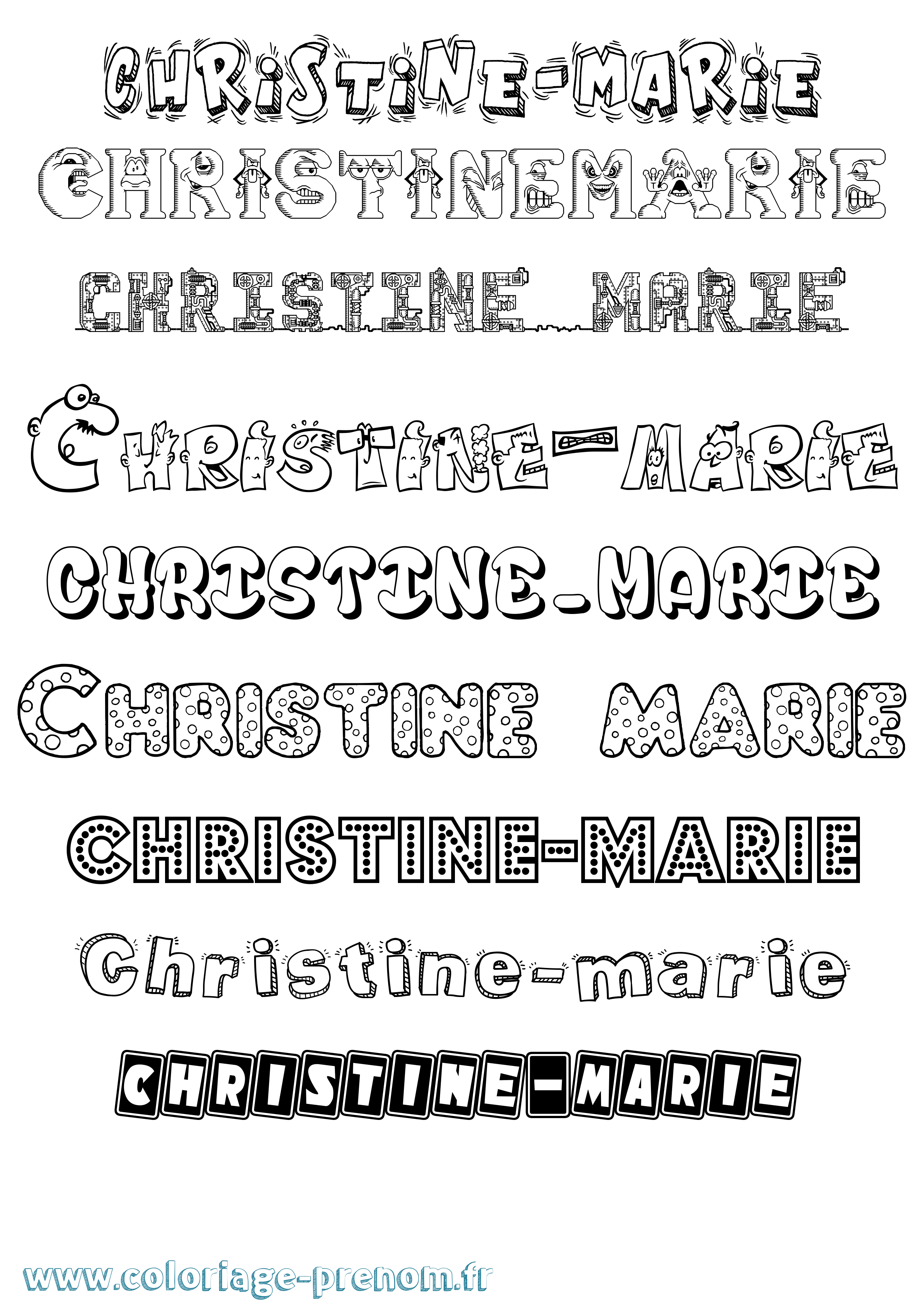Coloriage Christine-Marie Fun Coloriage prénom Christine-Marie Fun