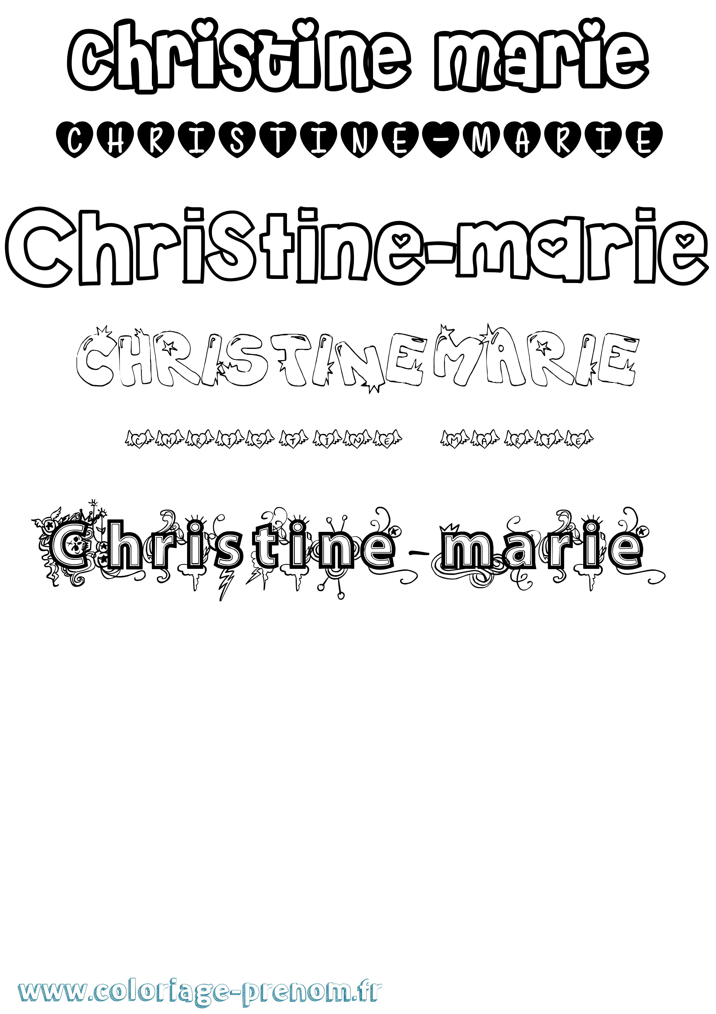 Coloriage Christine-Marie Girly Coloriage prénom Christine-Marie Girly