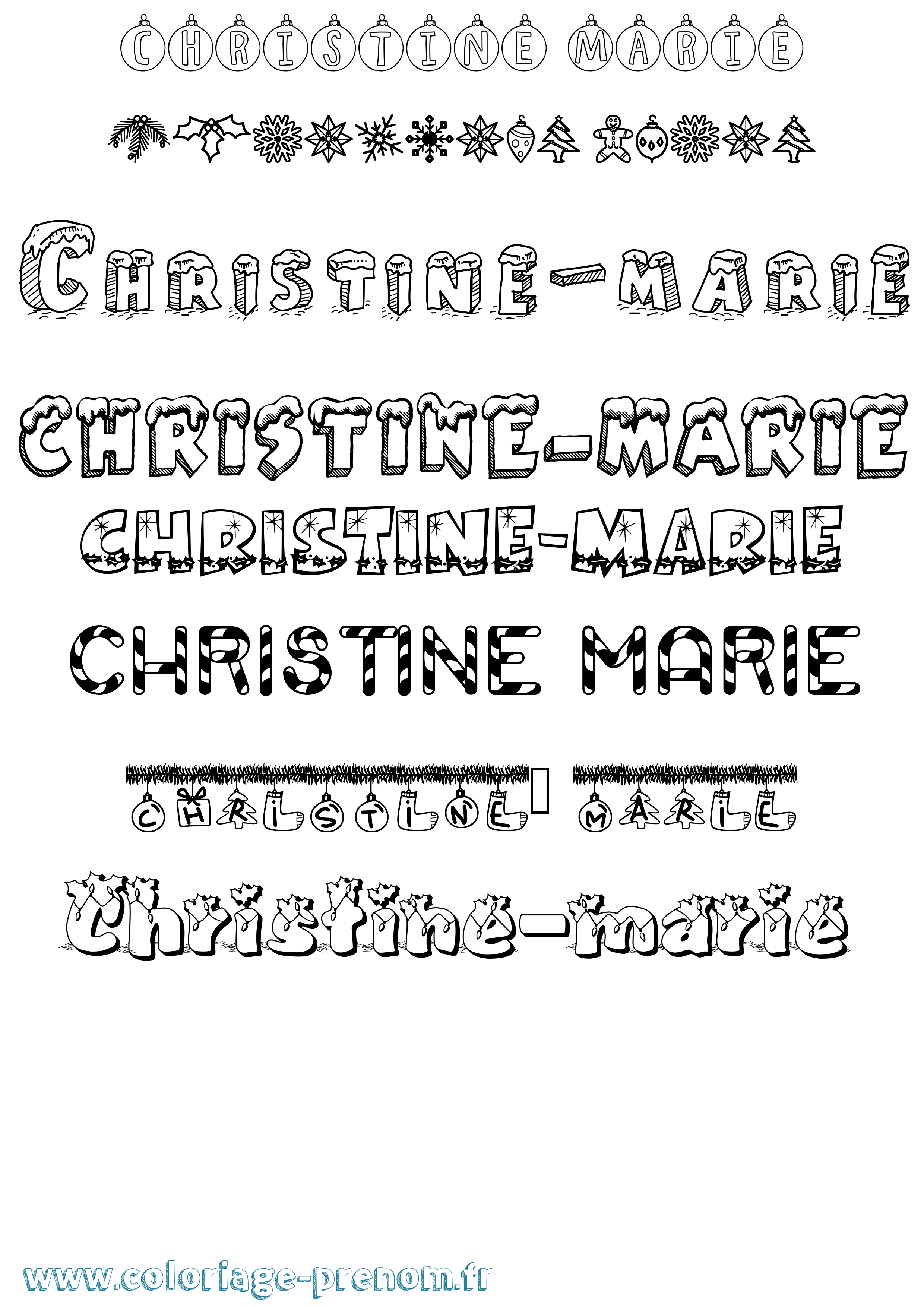 Coloriage Christine-Marie Noël Coloriage prénom Christine-Marie Noël
