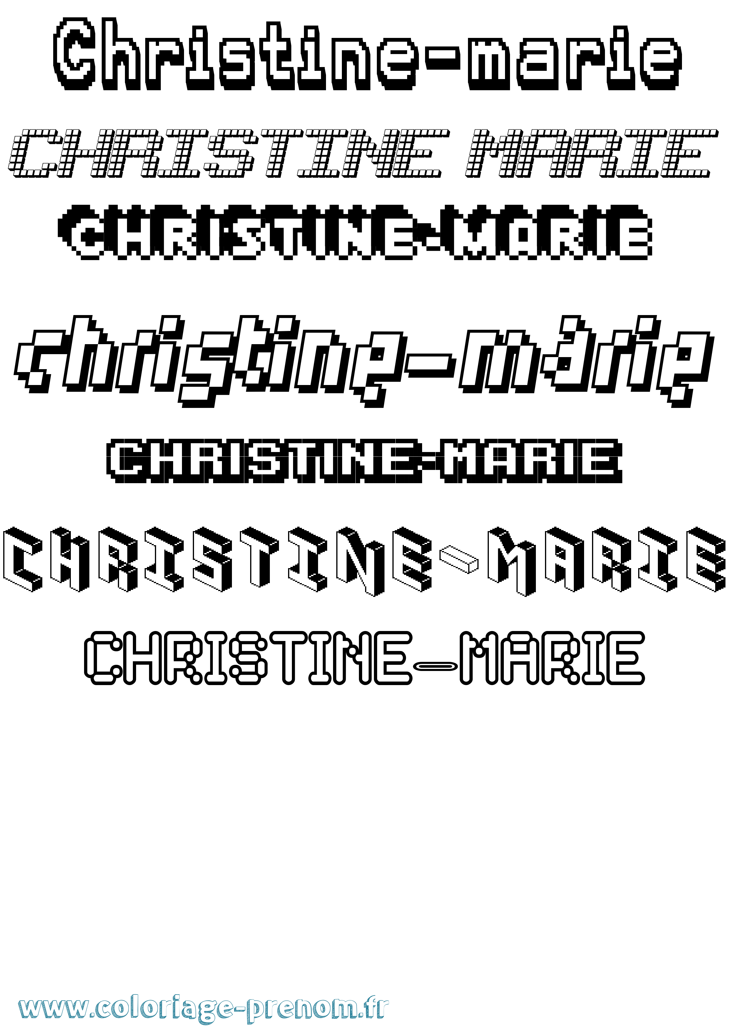 Coloriage Christine-Marie Pixel Coloriage prénom Christine-Marie Pixel