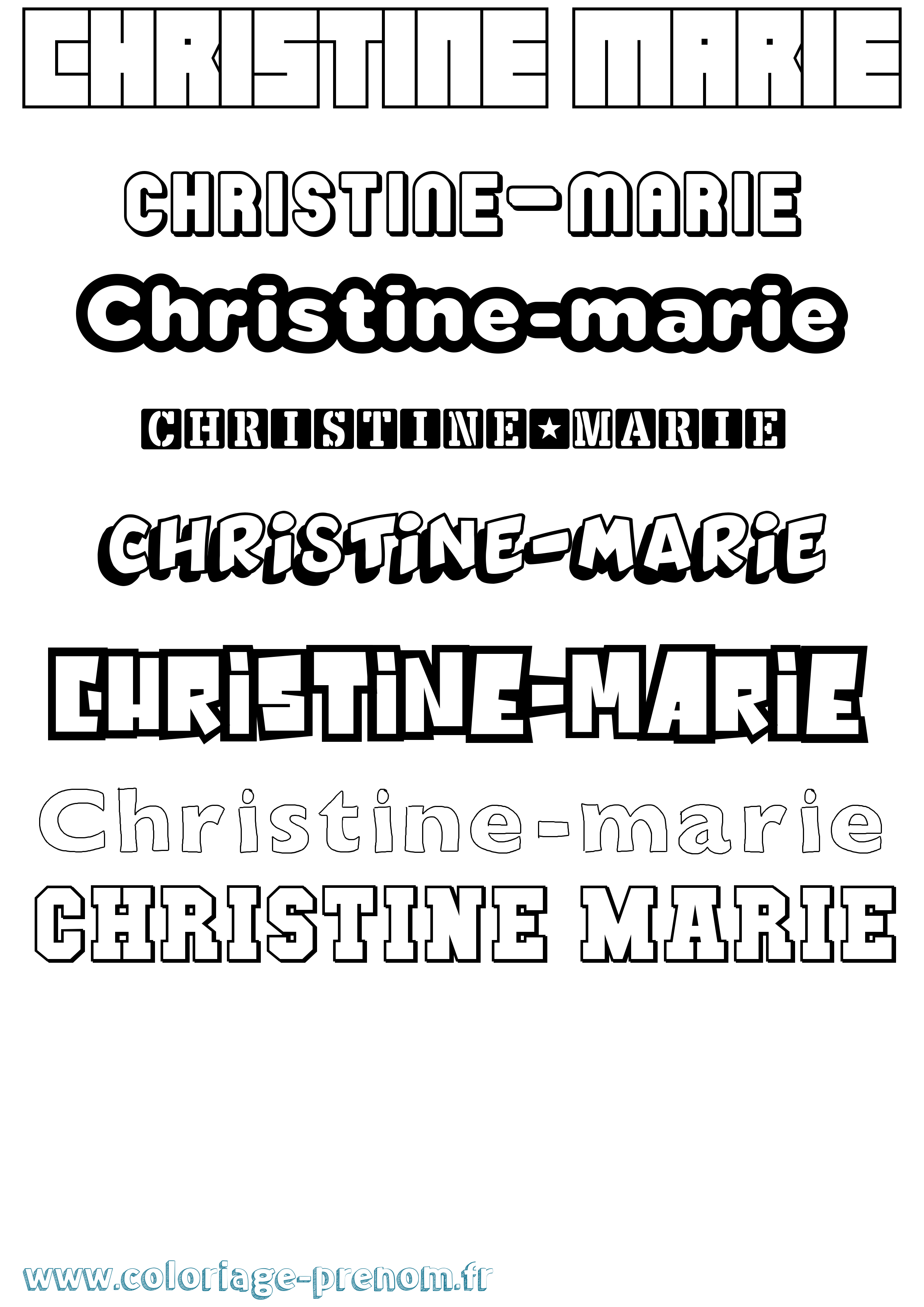 Coloriage Christine-Marie Simple Coloriage prénom Christine-Marie Simple