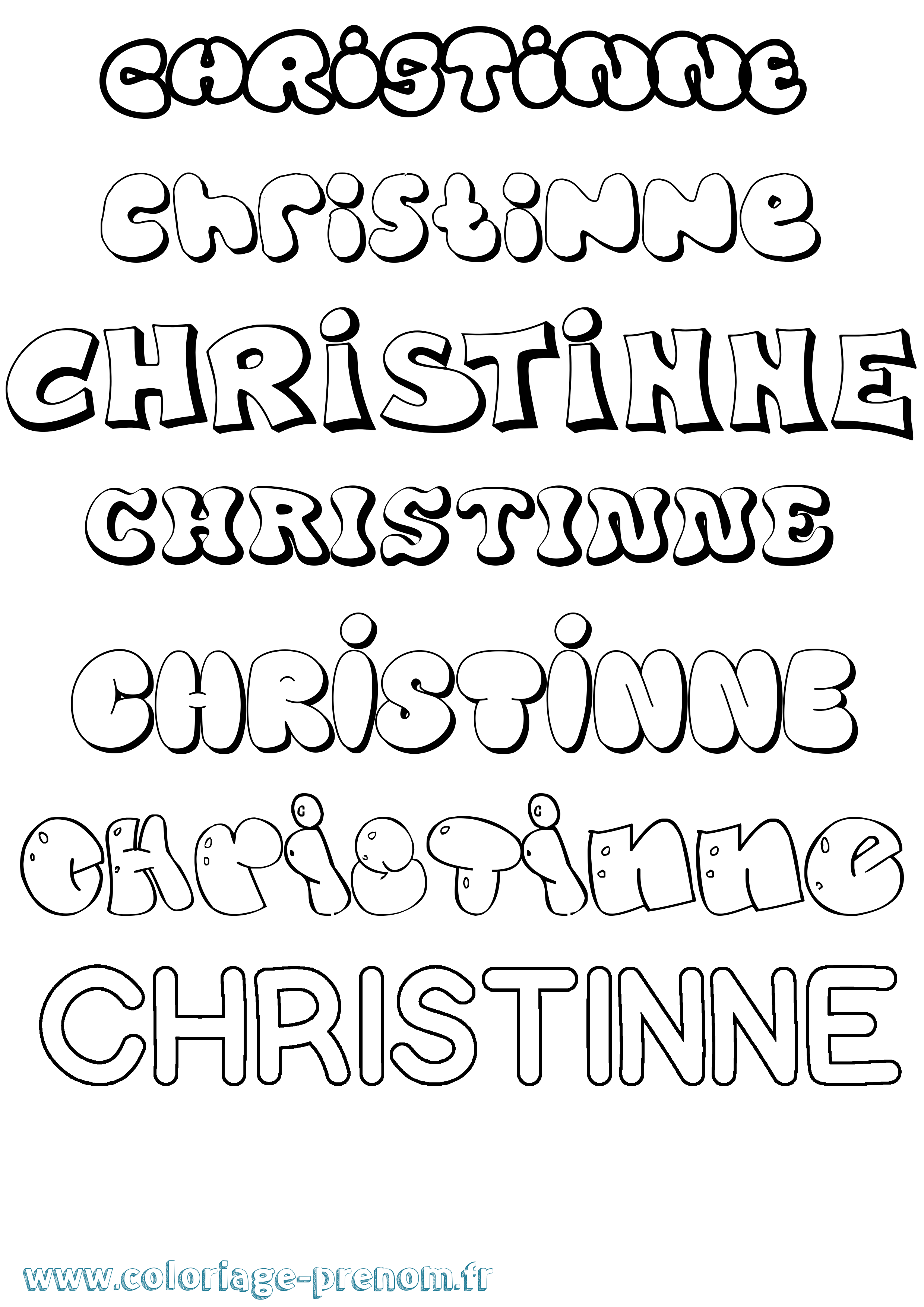 Coloriage Christinne Bubble Coloriage prénom Christinne Bubble