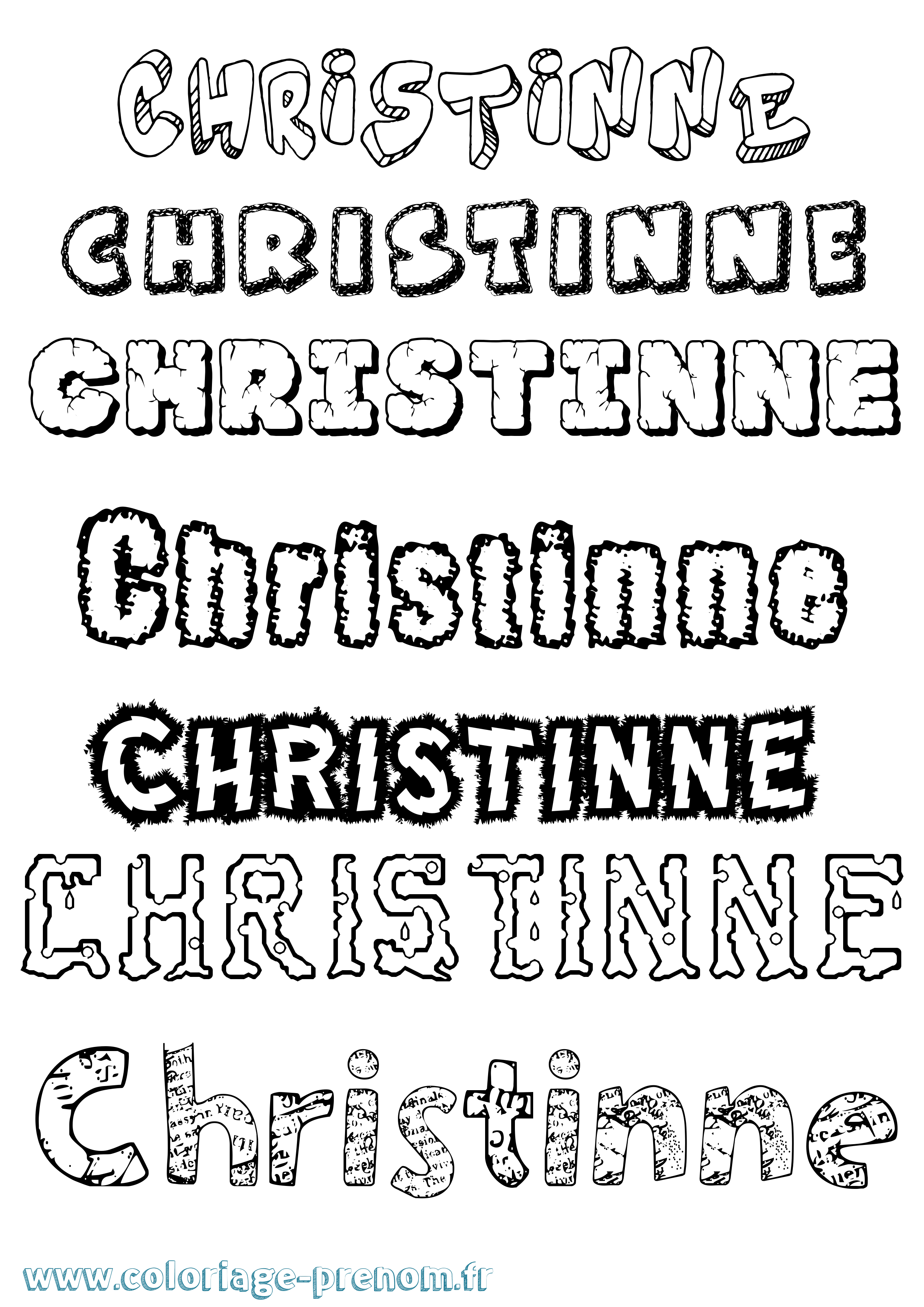 Coloriage Christinne Destructuré Coloriage prénom Christinne Destructuré