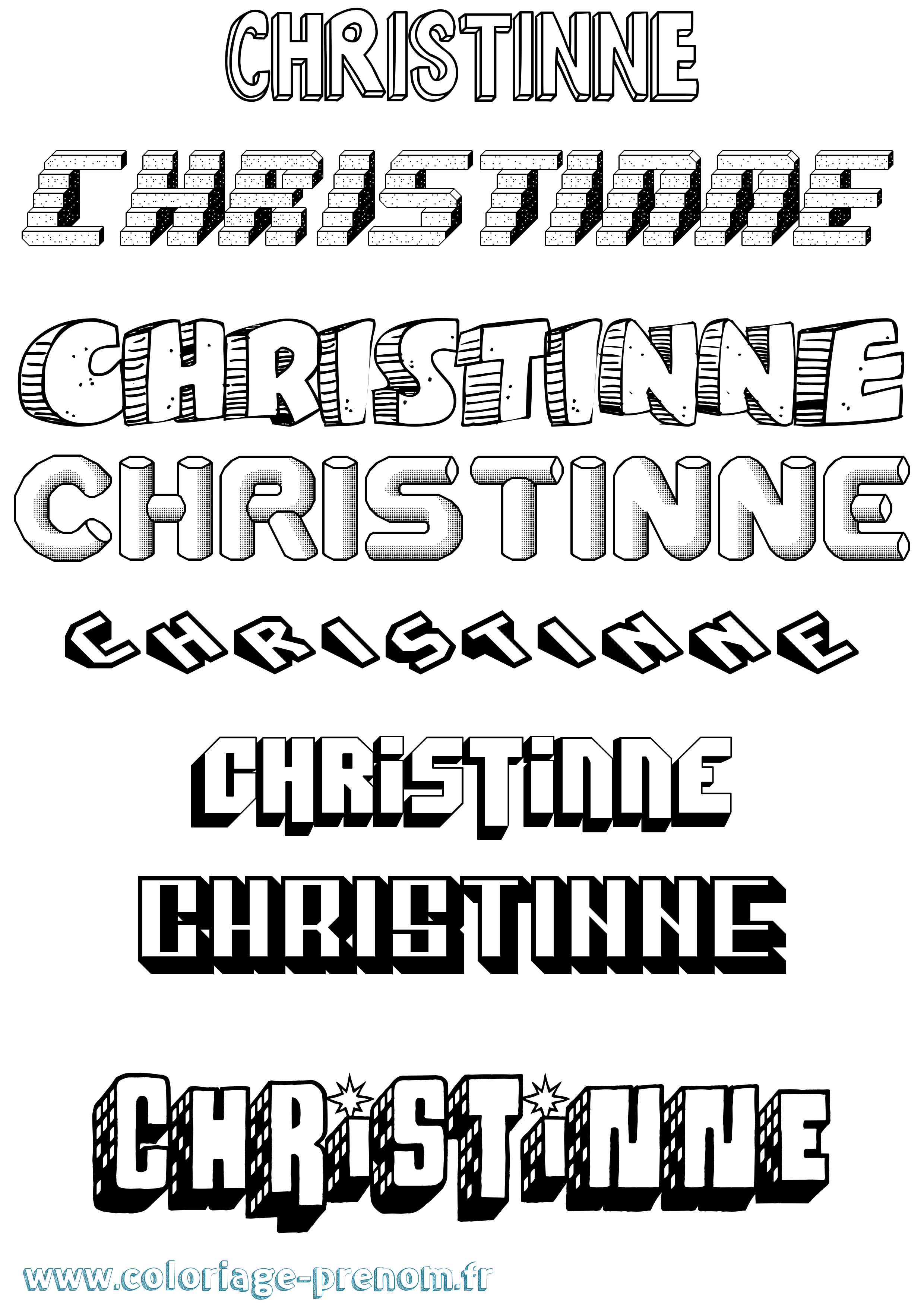 Coloriage Christinne Effet 3D Coloriage prénom Christinne Effet 3D