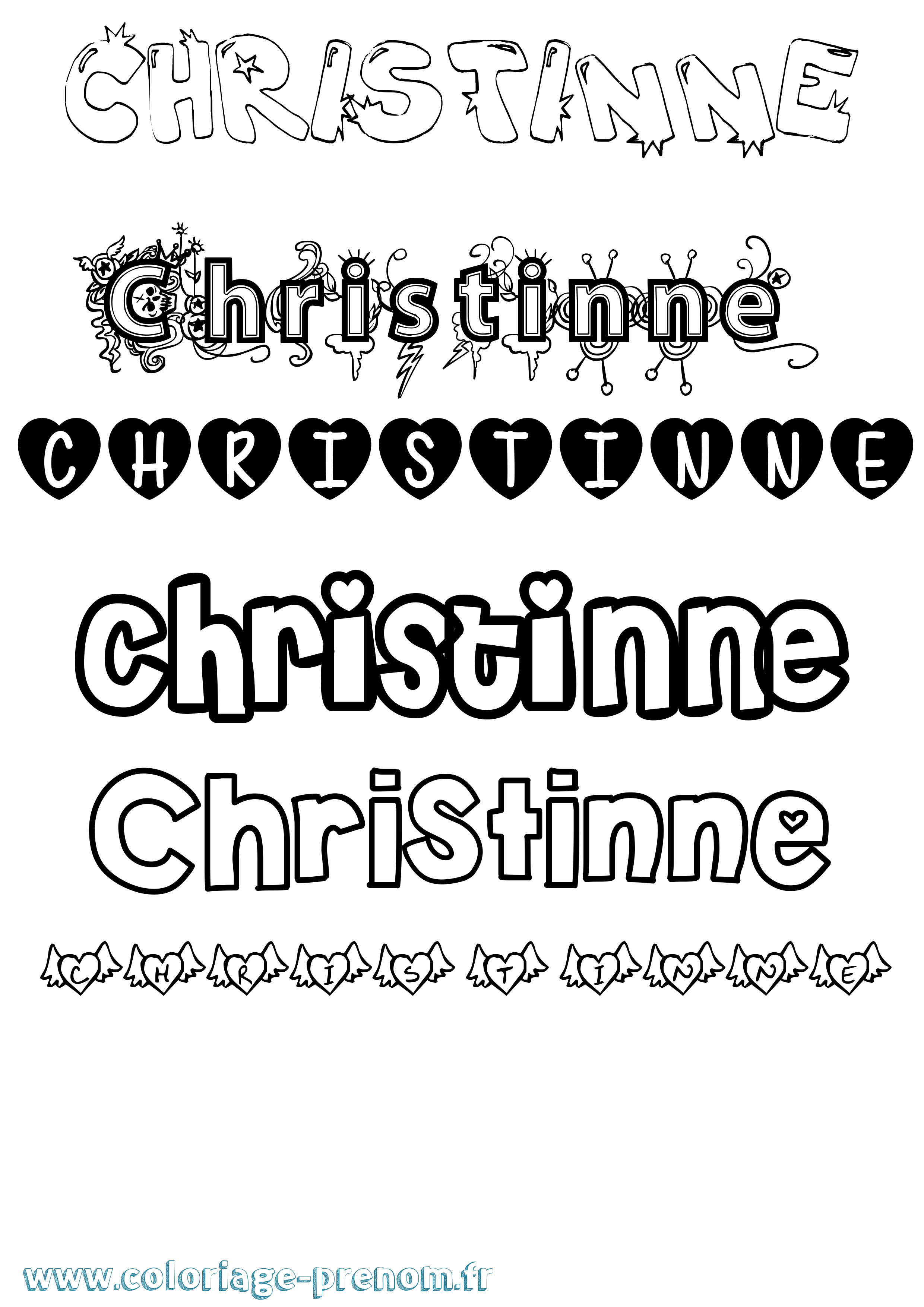Coloriage Christinne Girly Coloriage prénom Christinne Girly