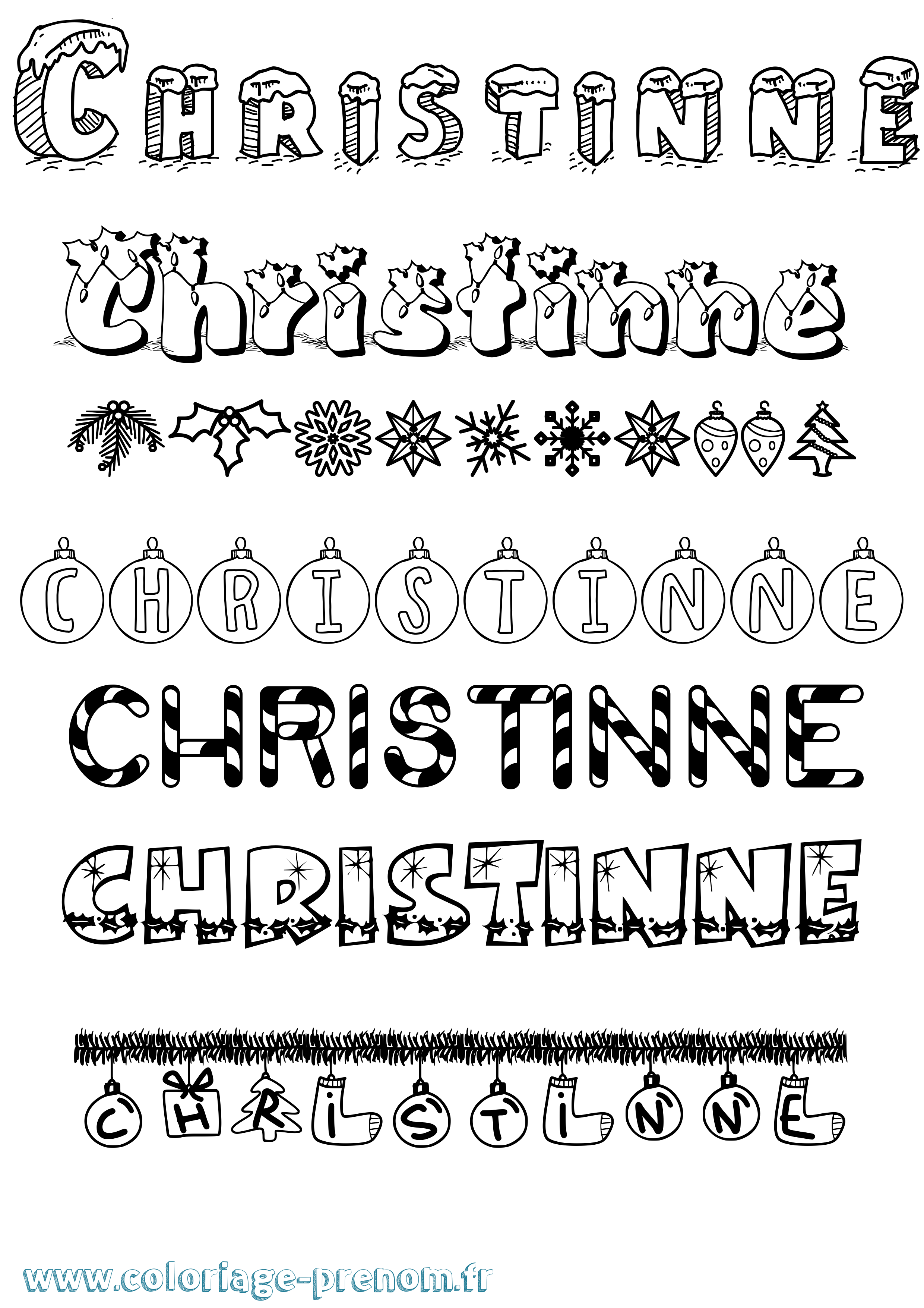 Coloriage Christinne Noël Coloriage prénom Christinne Noël