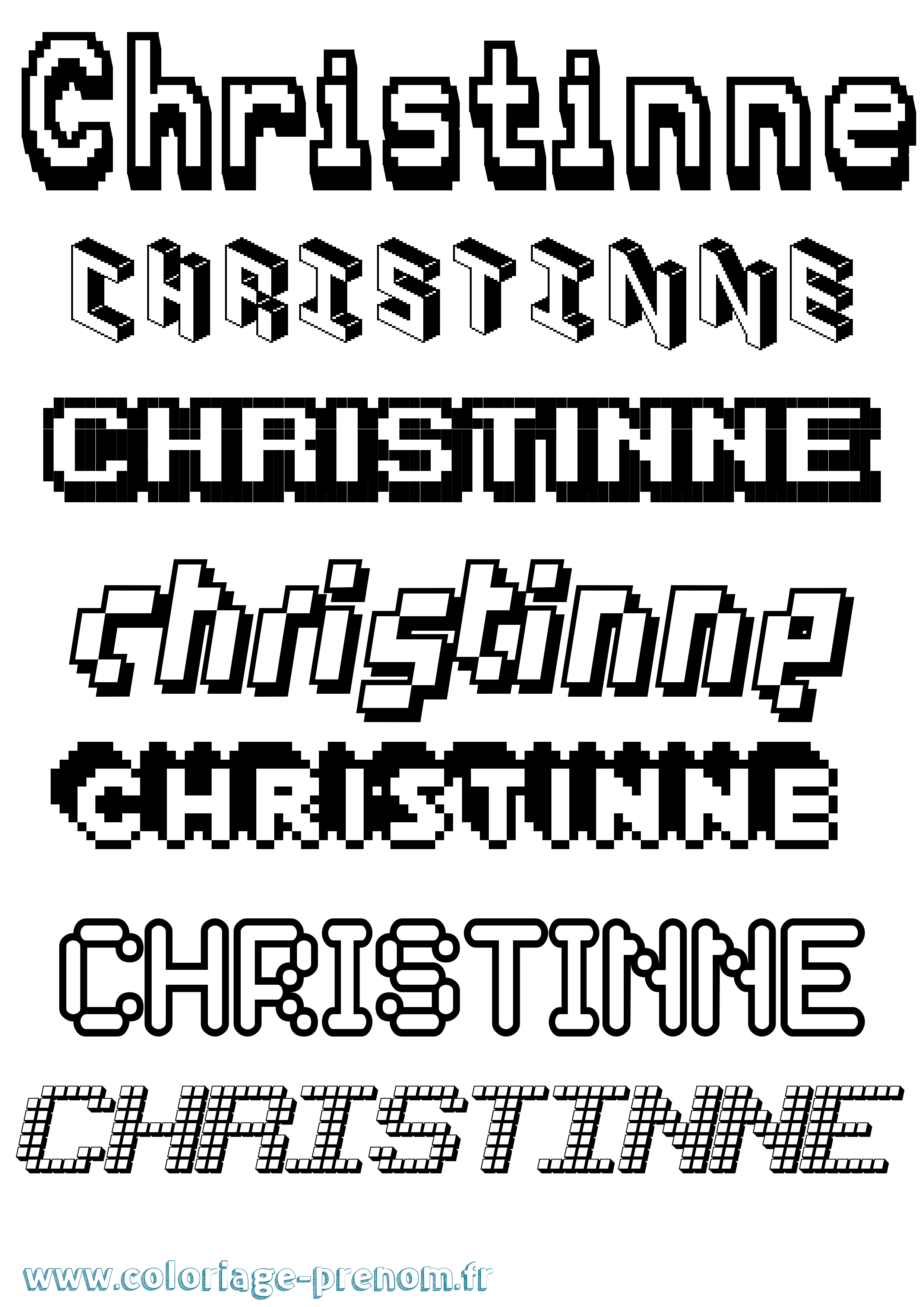 Coloriage Christinne Pixel Coloriage prénom Christinne Pixel