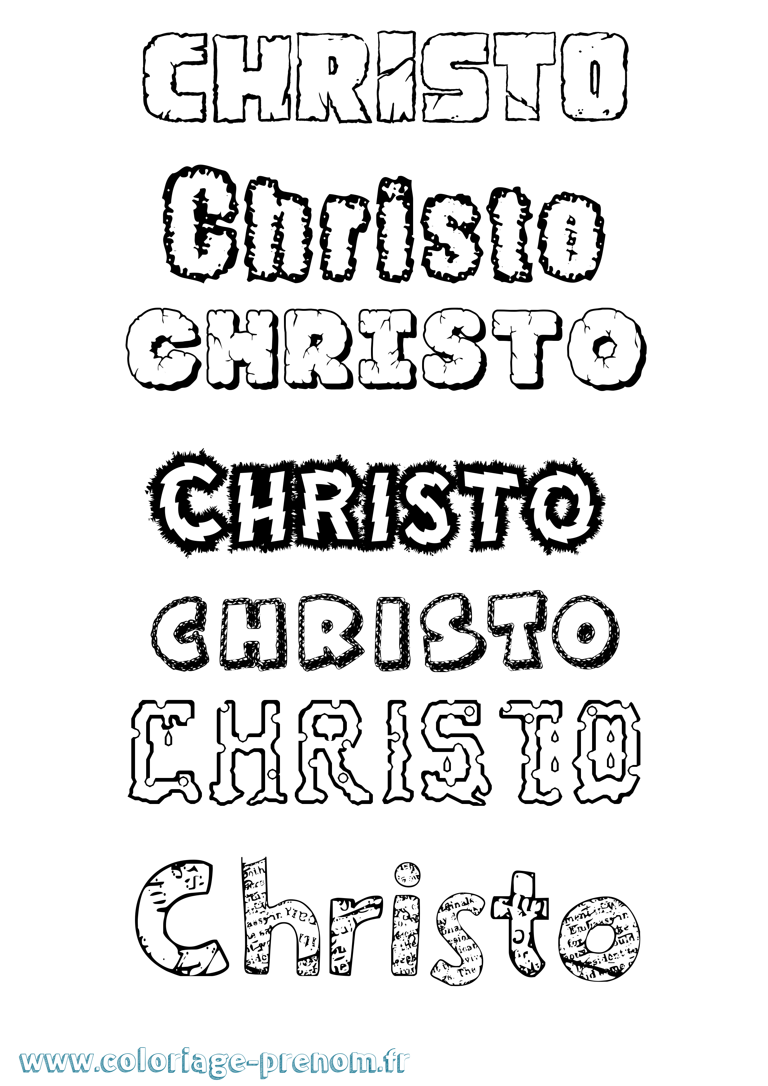 Coloriage Christo Destructuré Coloriage prénom Christo Destructuré