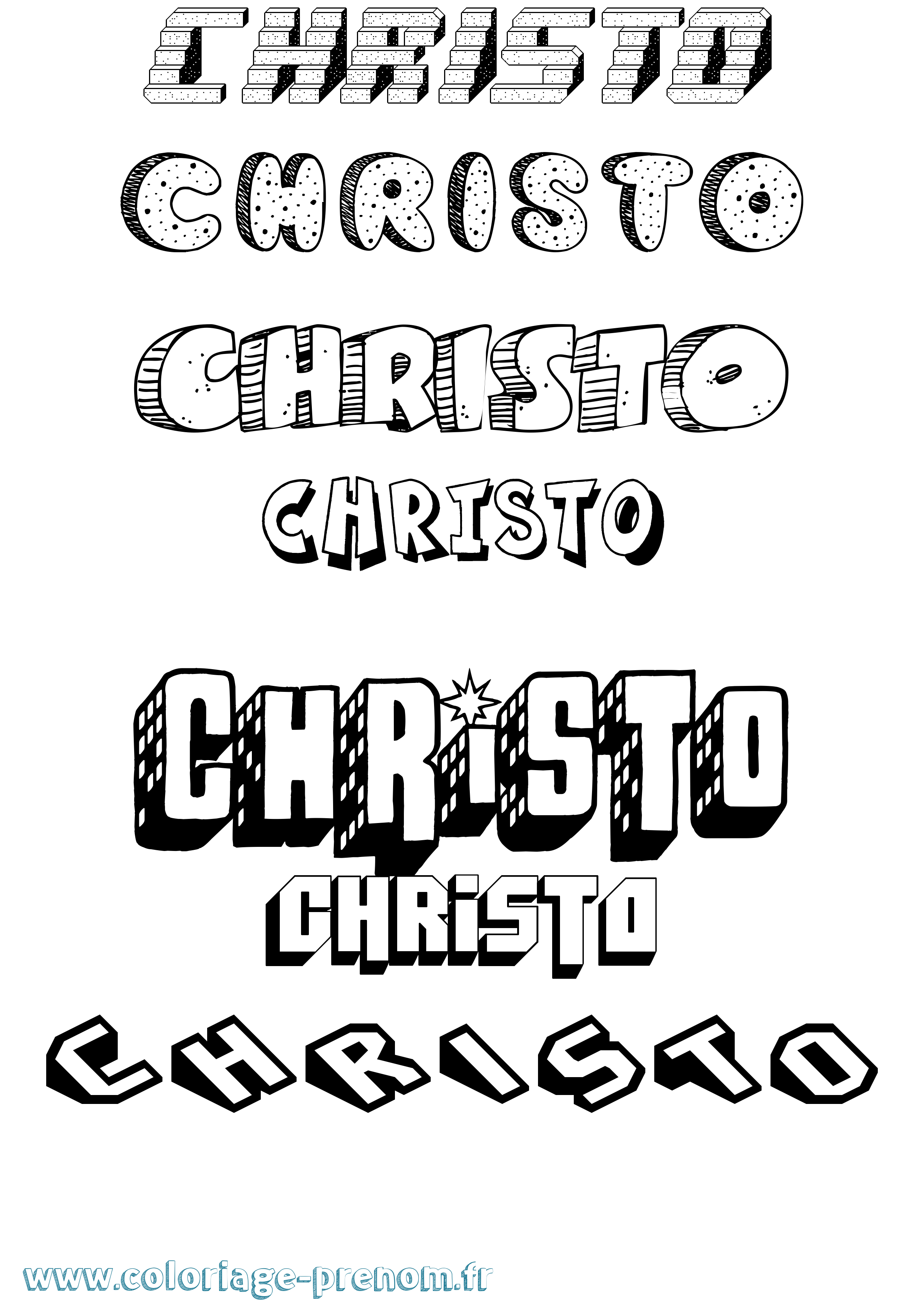 Coloriage Christo Effet 3D Coloriage prénom Christo Effet 3D