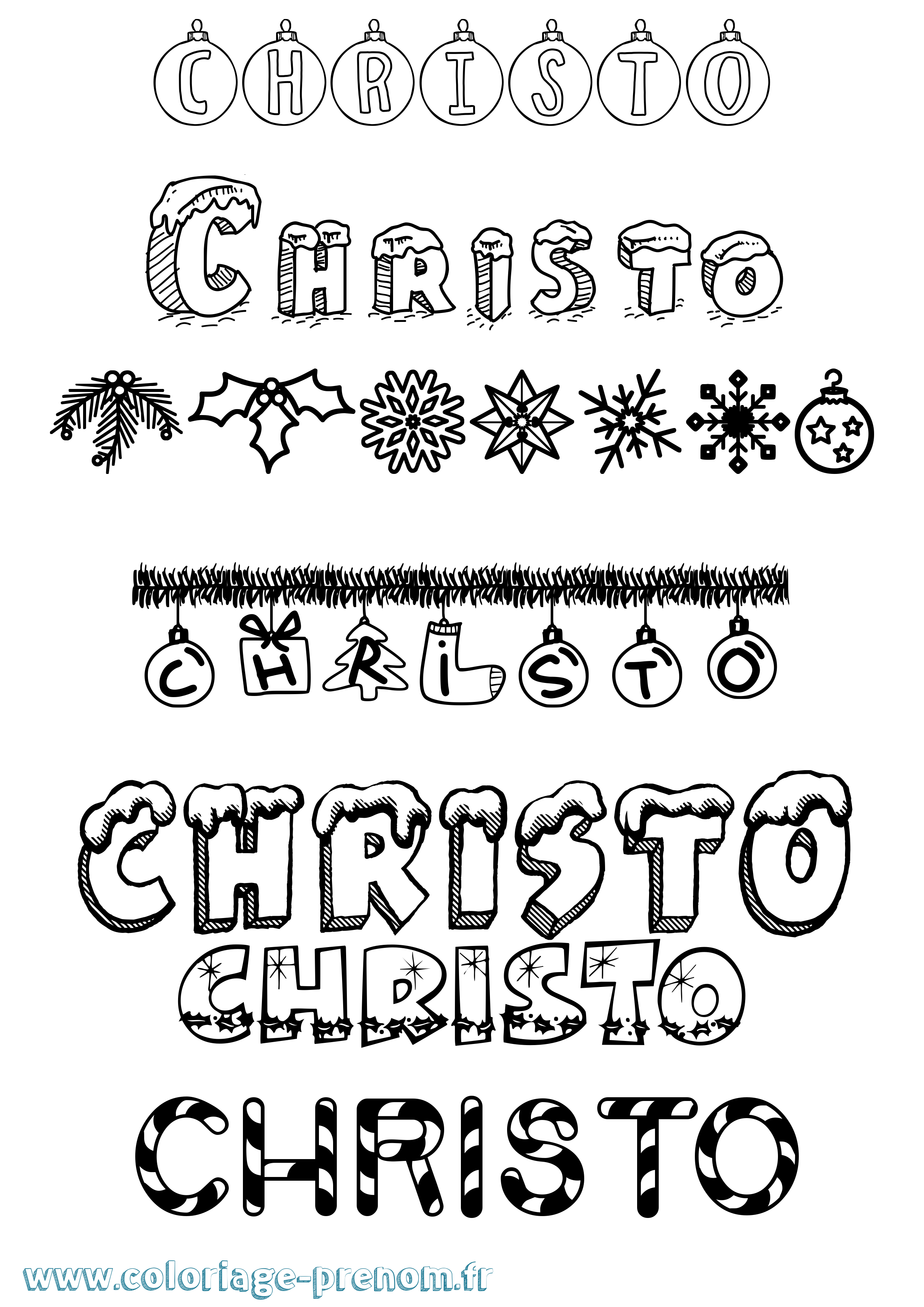 Coloriage Christo Noël Coloriage prénom Christo Noël