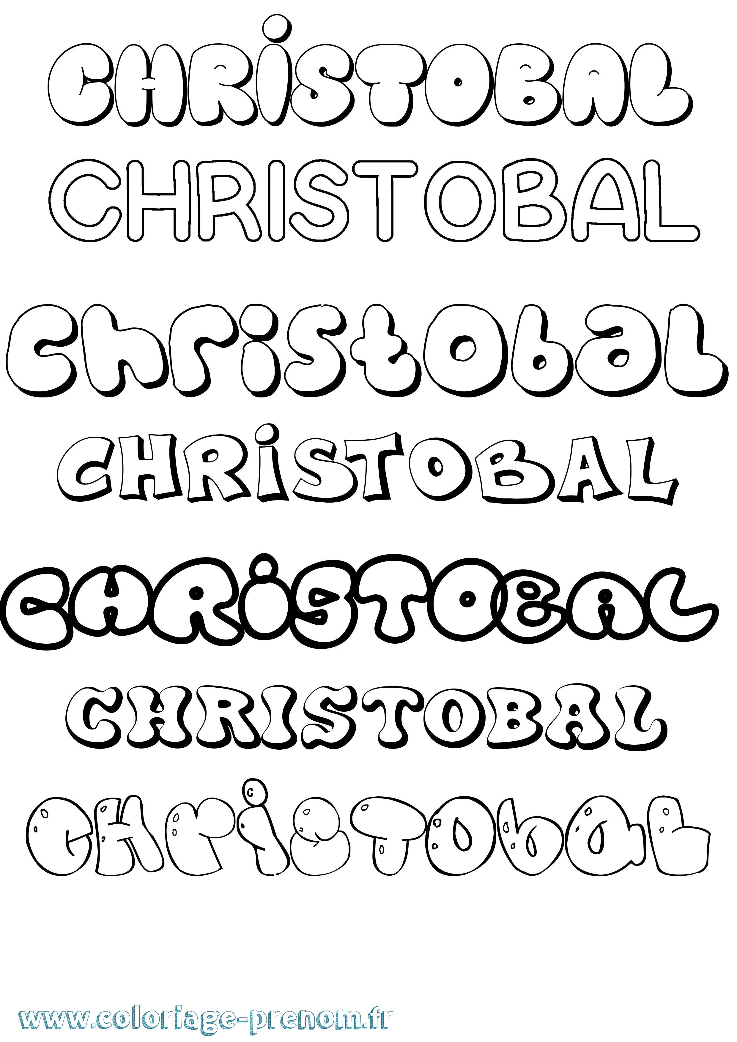 Coloriage Christobal Bubble Coloriage prénom Christobal Bubble