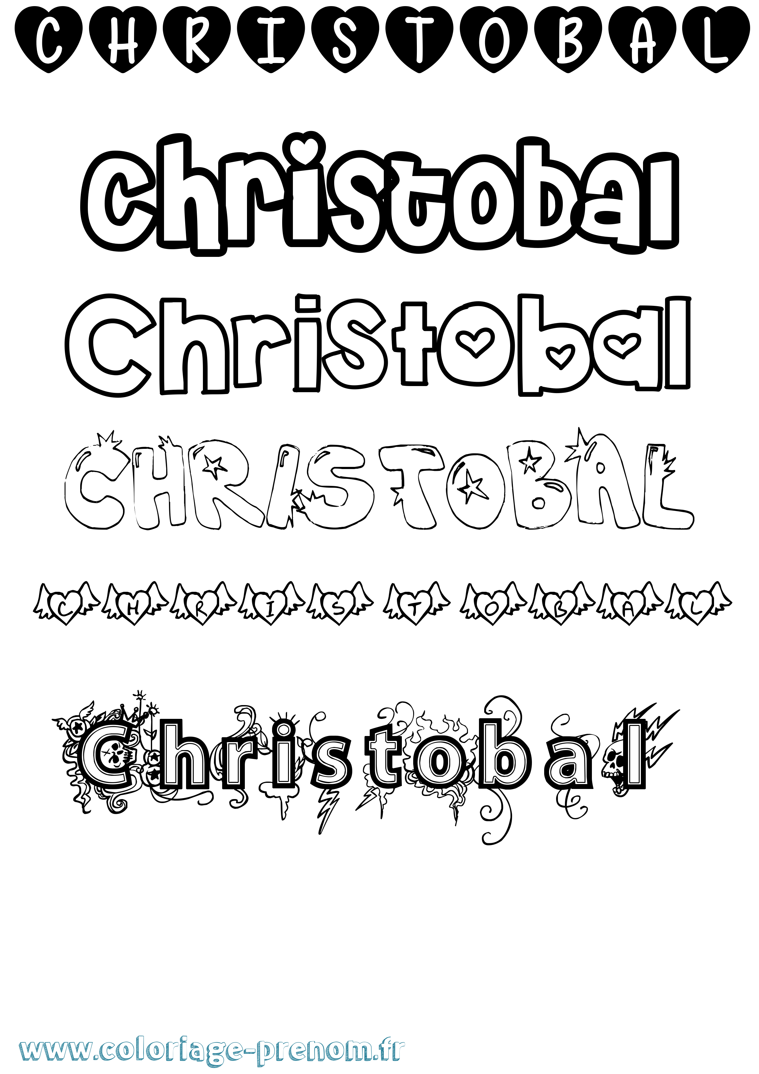 Coloriage Christobal Girly Coloriage prénom Christobal Girly