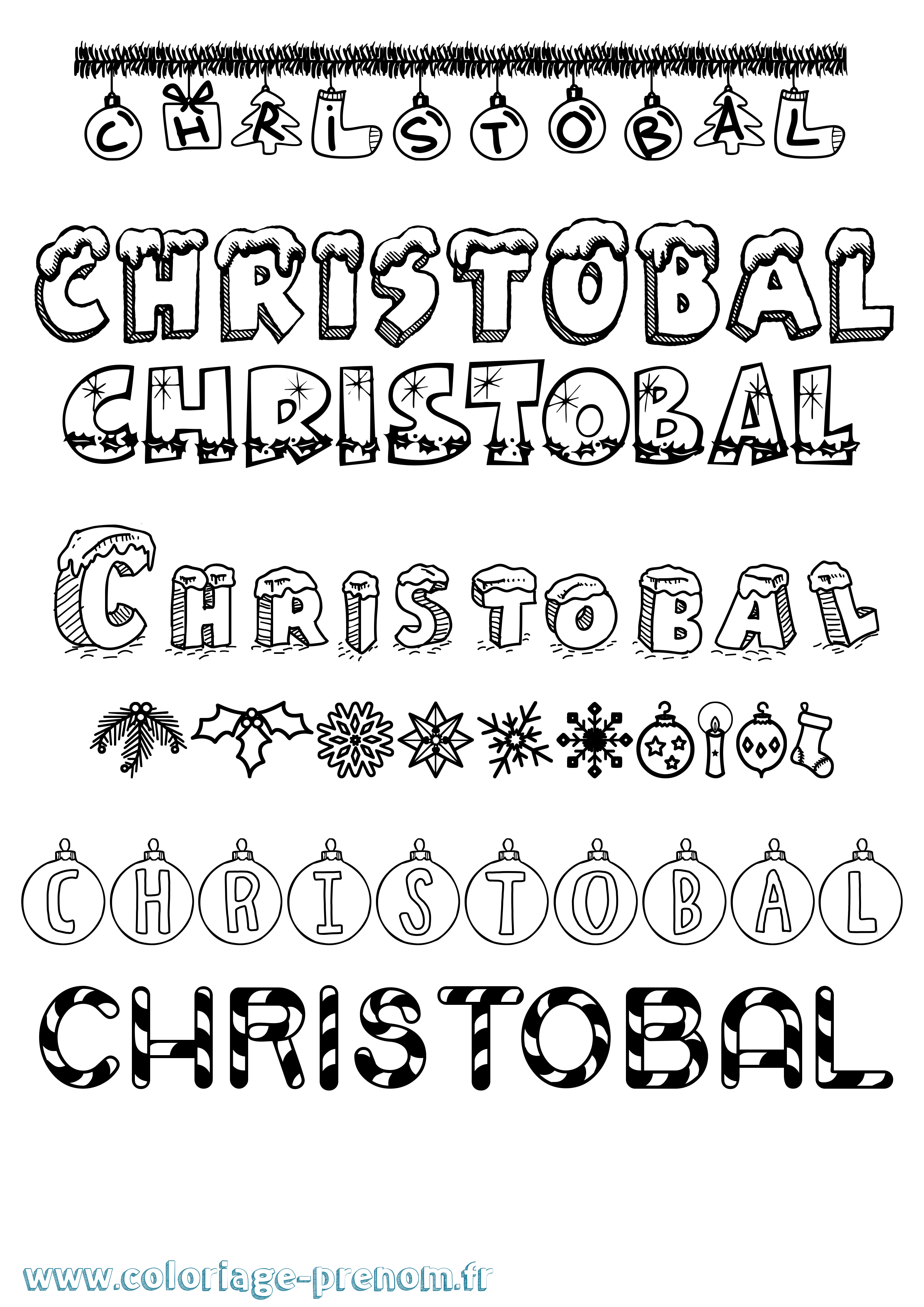 Coloriage Christobal Noël Coloriage prénom Christobal Noël