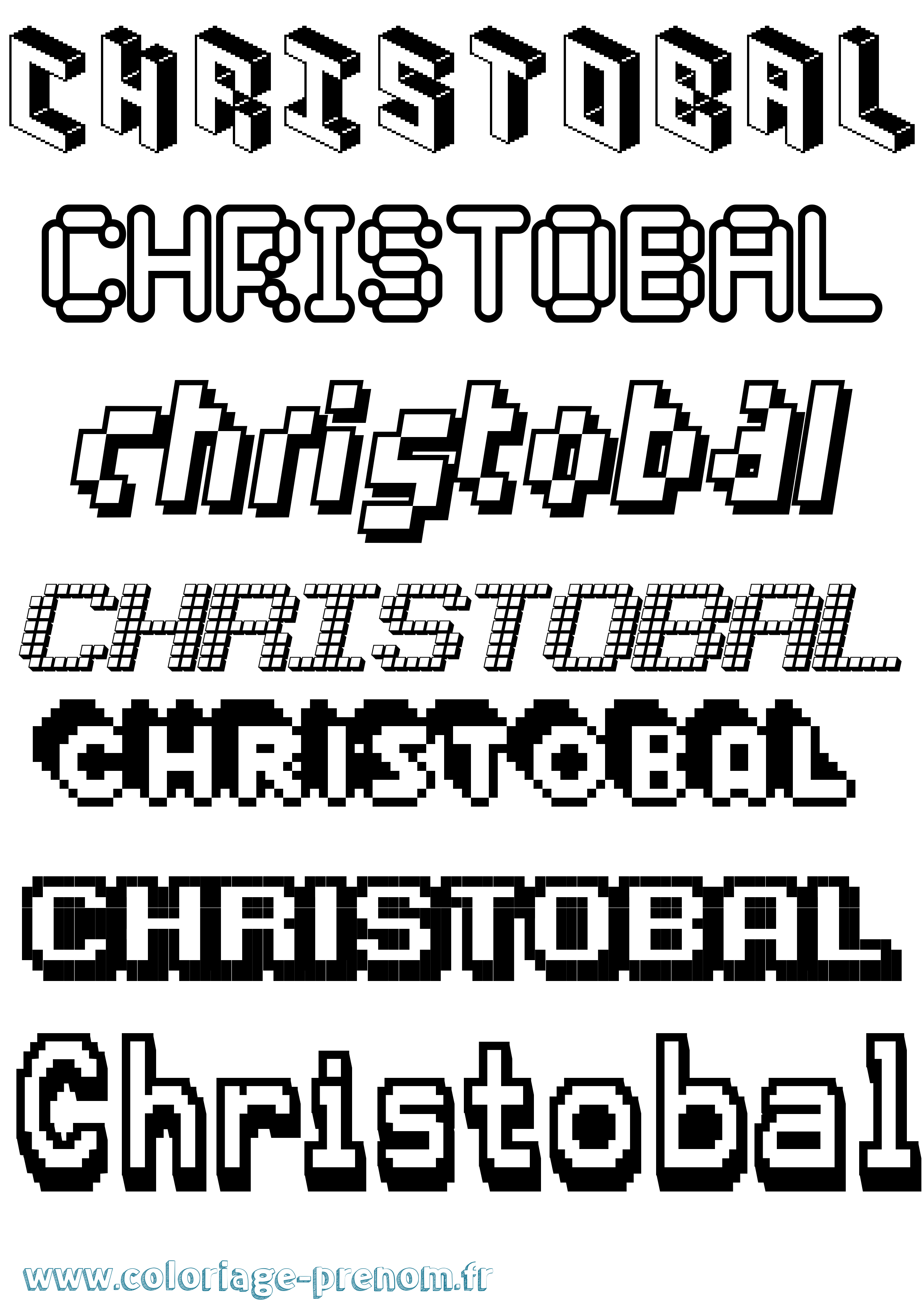 Coloriage Christobal Pixel Coloriage prénom Christobal Pixel