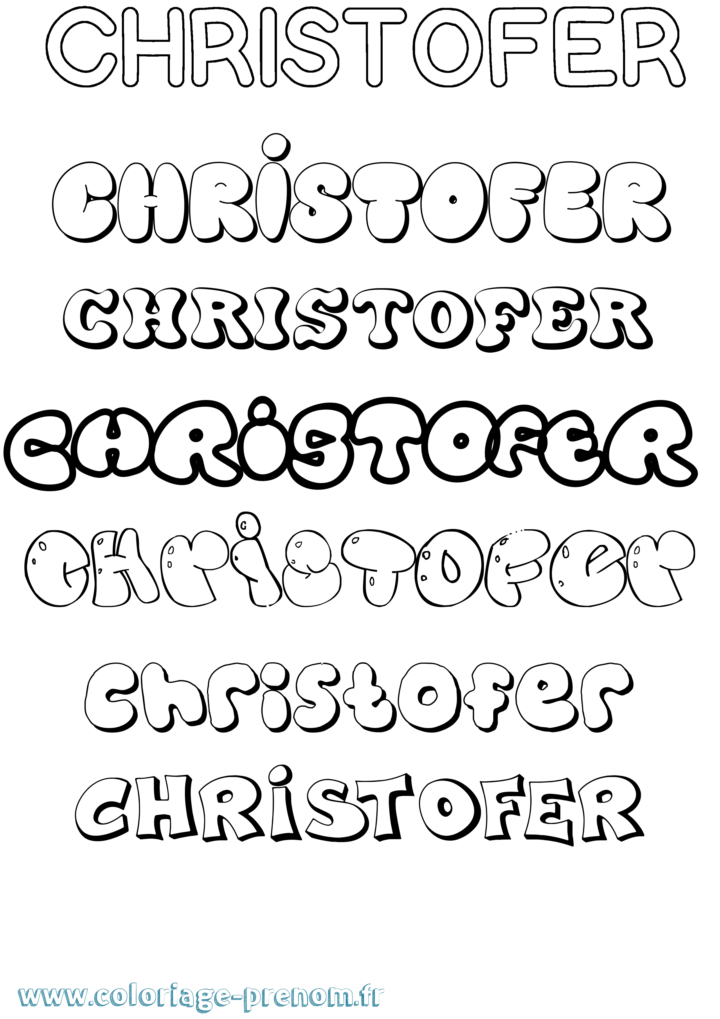 Coloriage Christofer Bubble Coloriage prénom Christofer Bubble