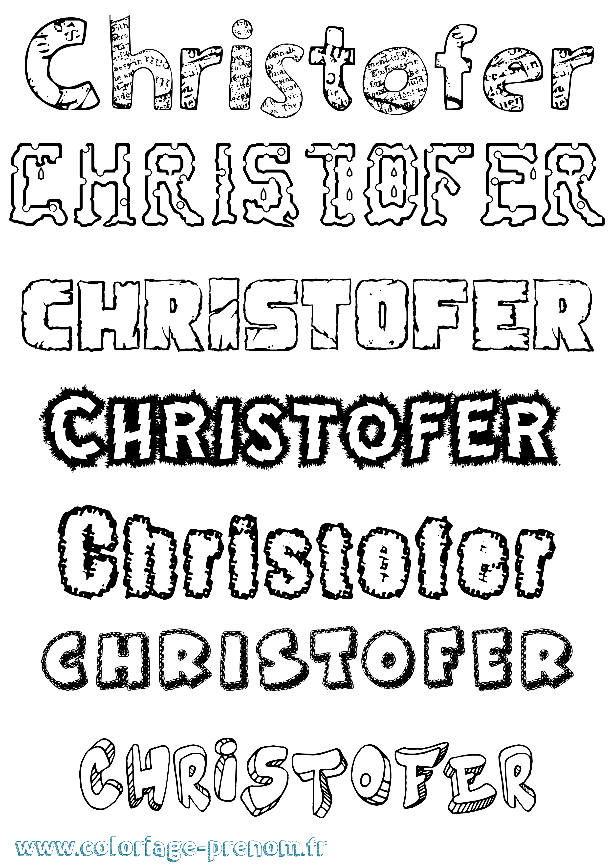 Coloriage Christofer Destructuré Coloriage prénom Christofer Destructuré