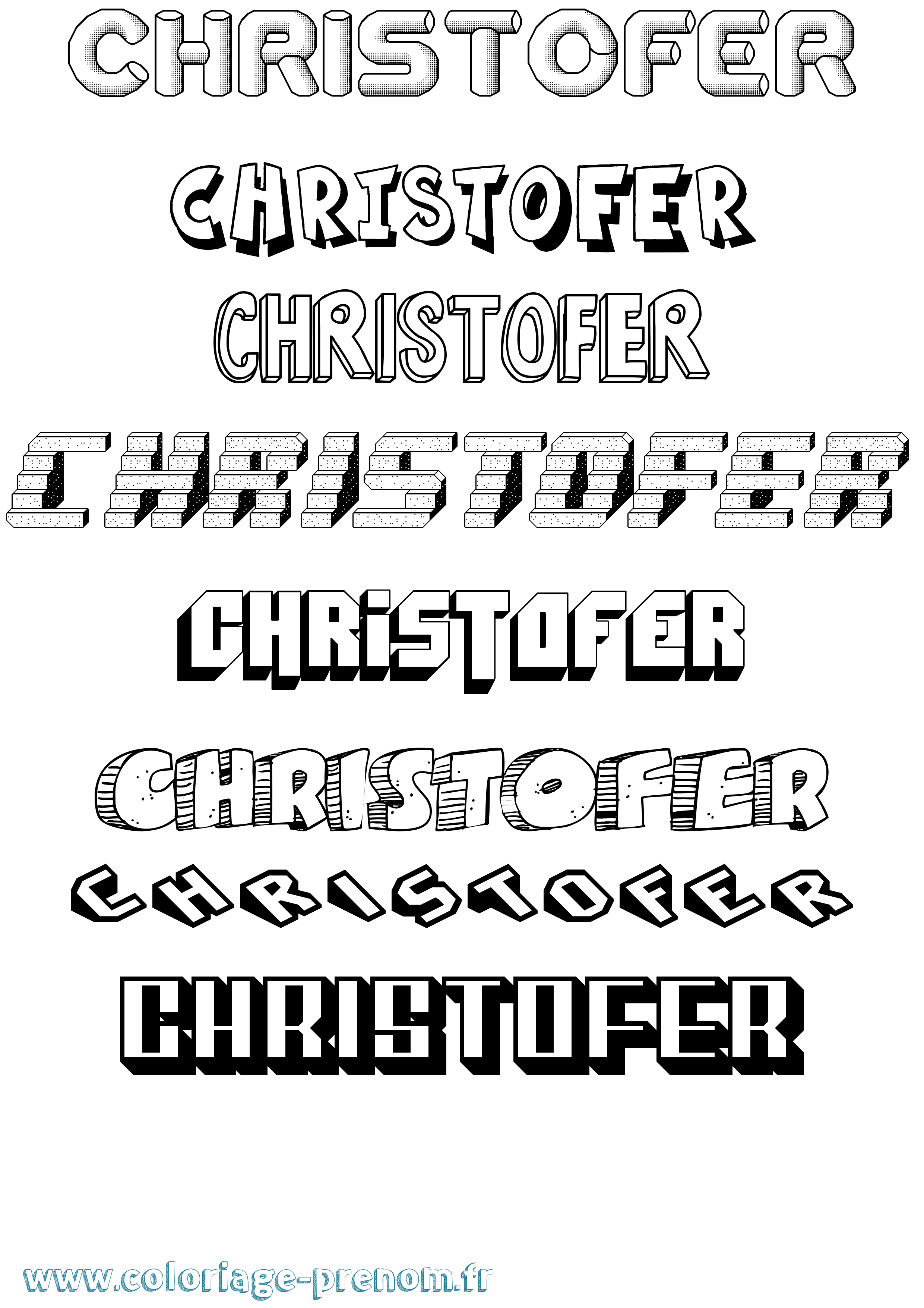 Coloriage Christofer Effet 3D Coloriage prénom Christofer Effet 3D