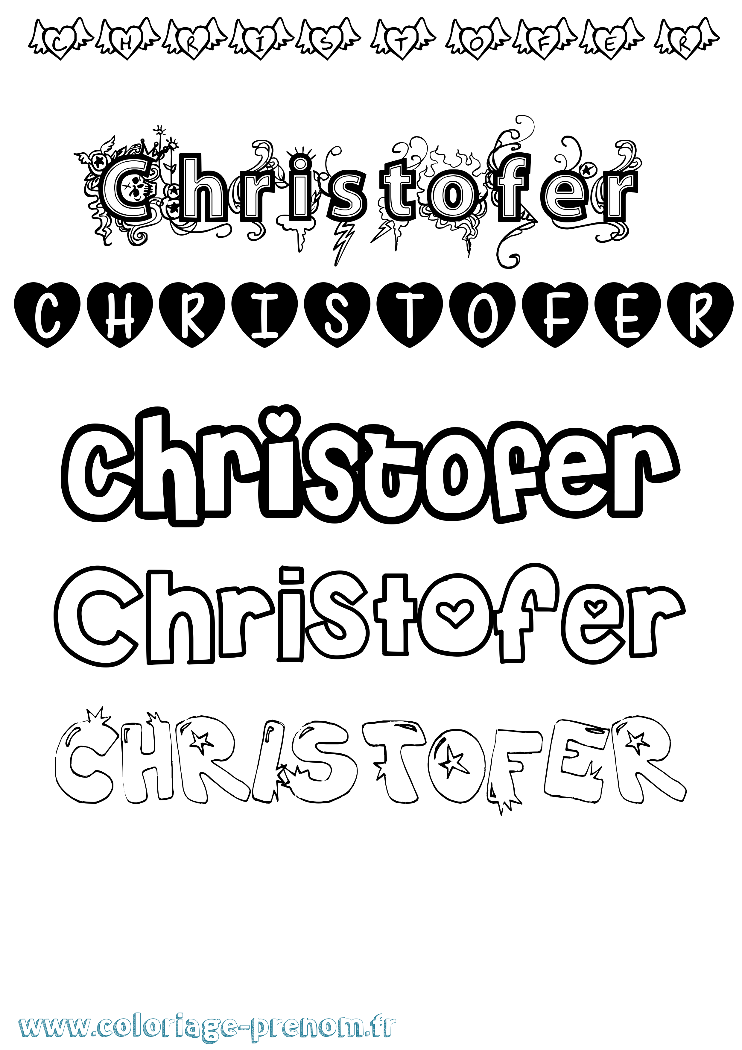 Coloriage Christofer Girly Coloriage prénom Christofer Girly