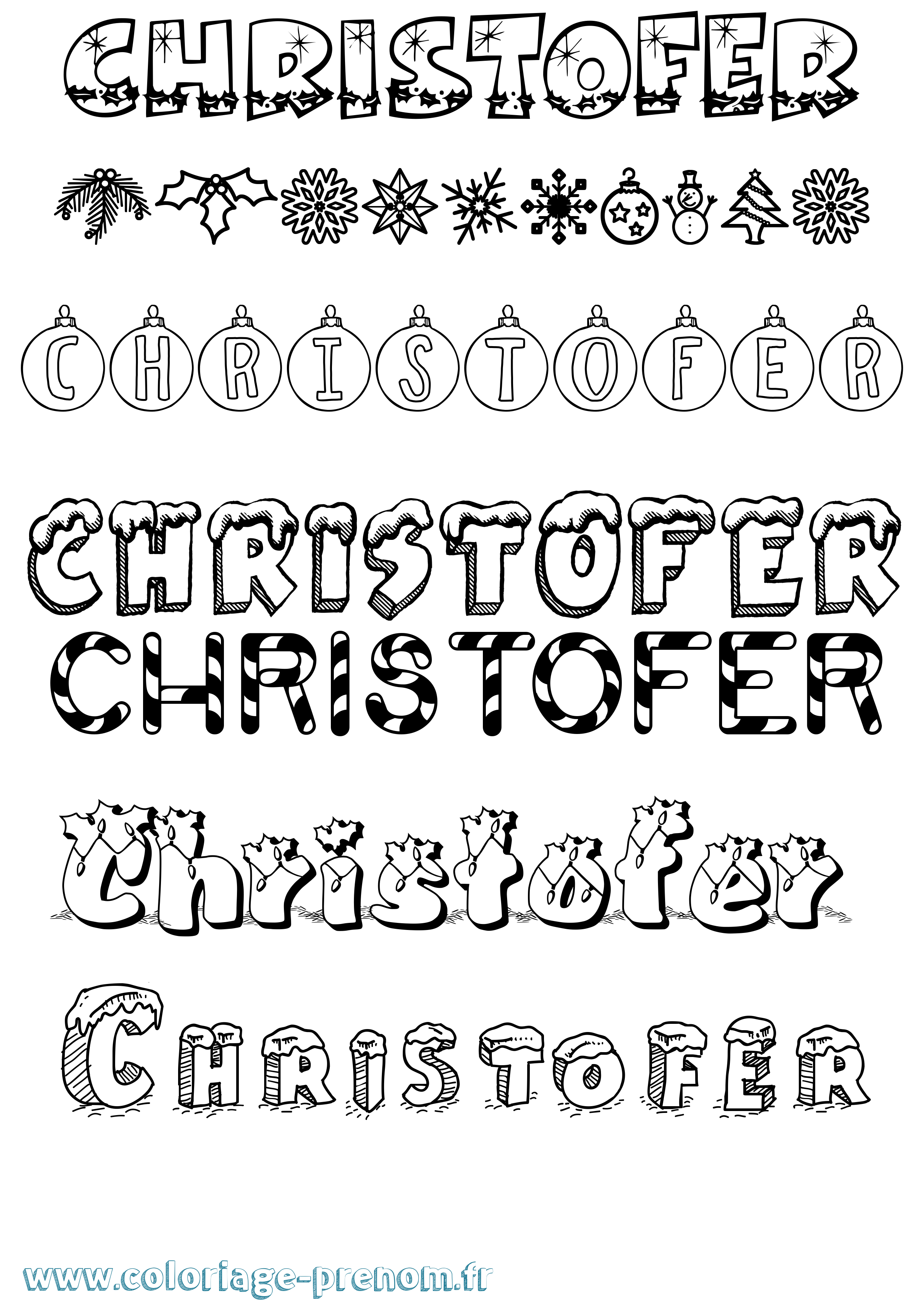 Coloriage Christofer Noël Coloriage prénom Christofer Noël