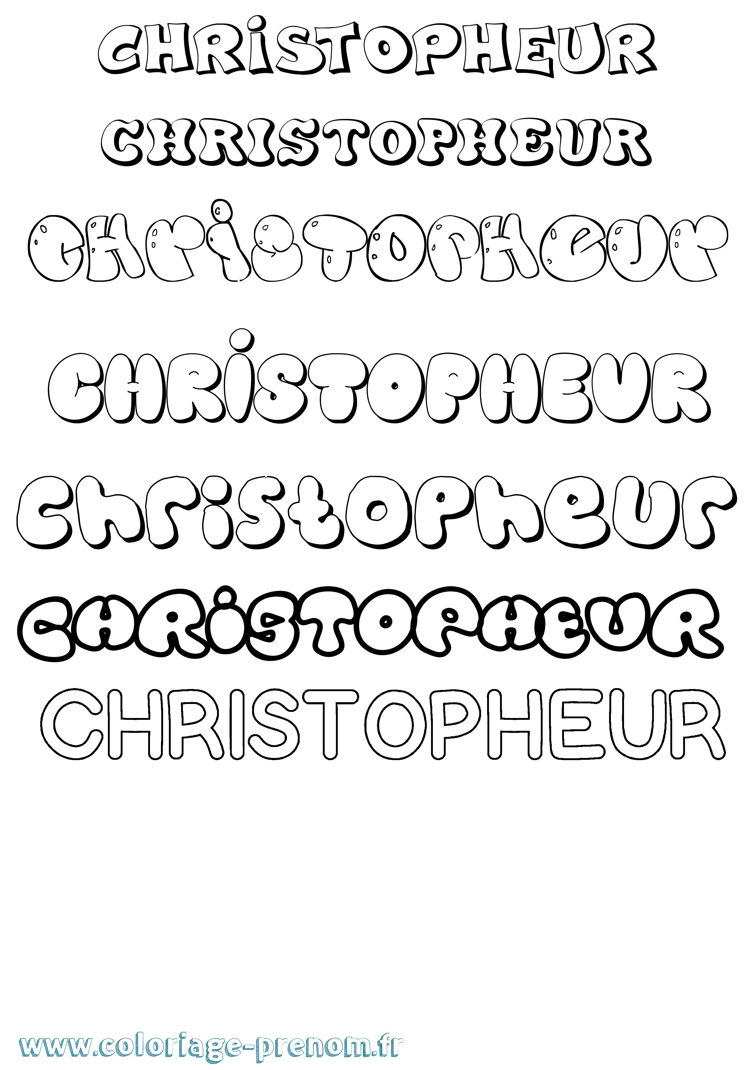 Coloriage Christopheur Bubble Coloriage prénom Christopheur Bubble
