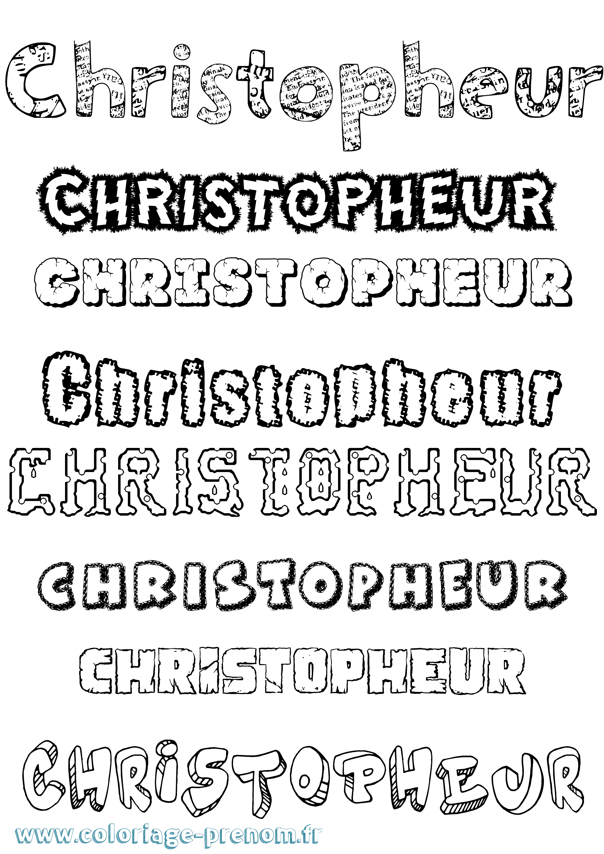 Coloriage Christopheur Destructuré Coloriage prénom Christopheur Destructuré