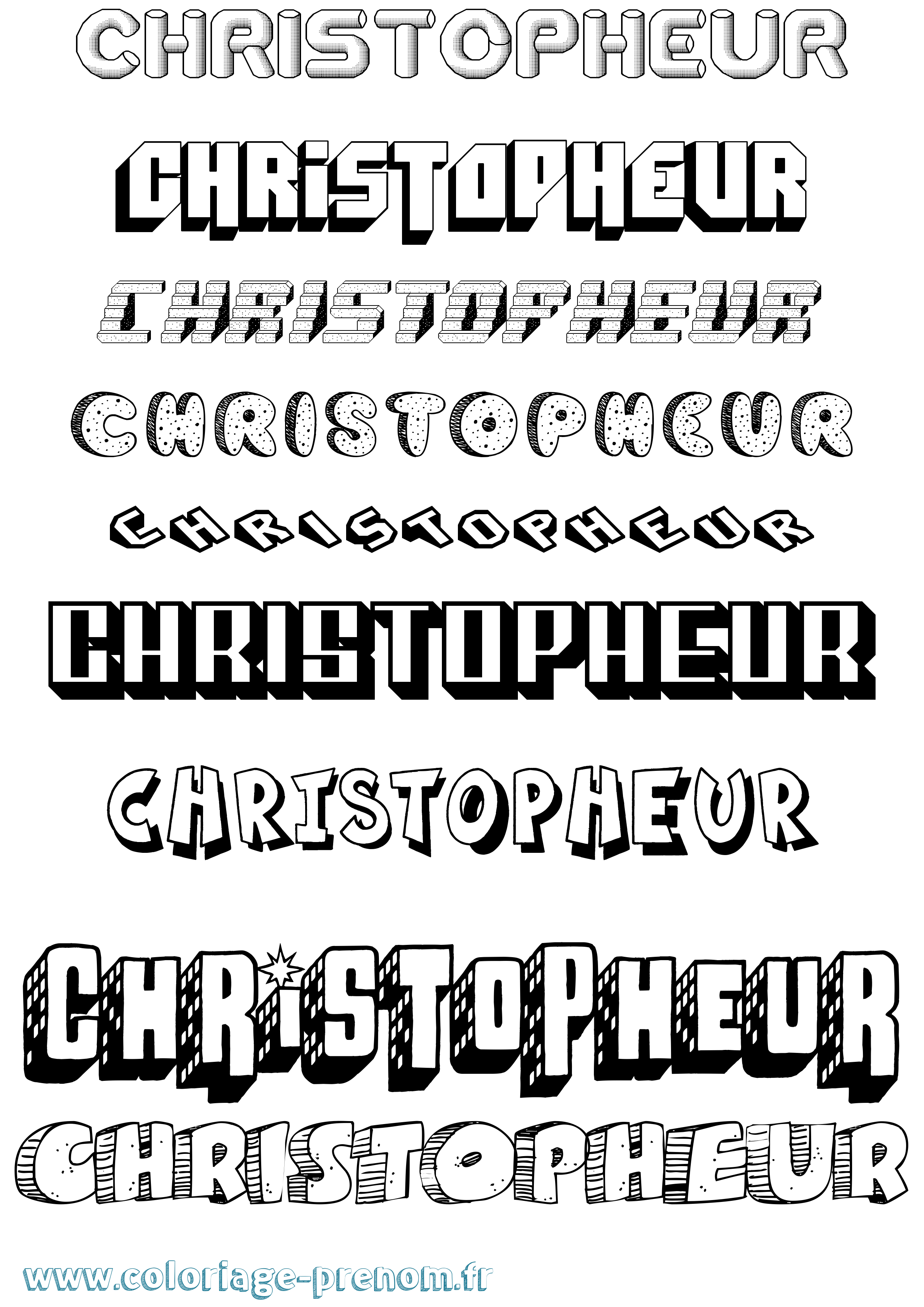 Coloriage Christopheur Effet 3D Coloriage prénom Christopheur Effet 3D