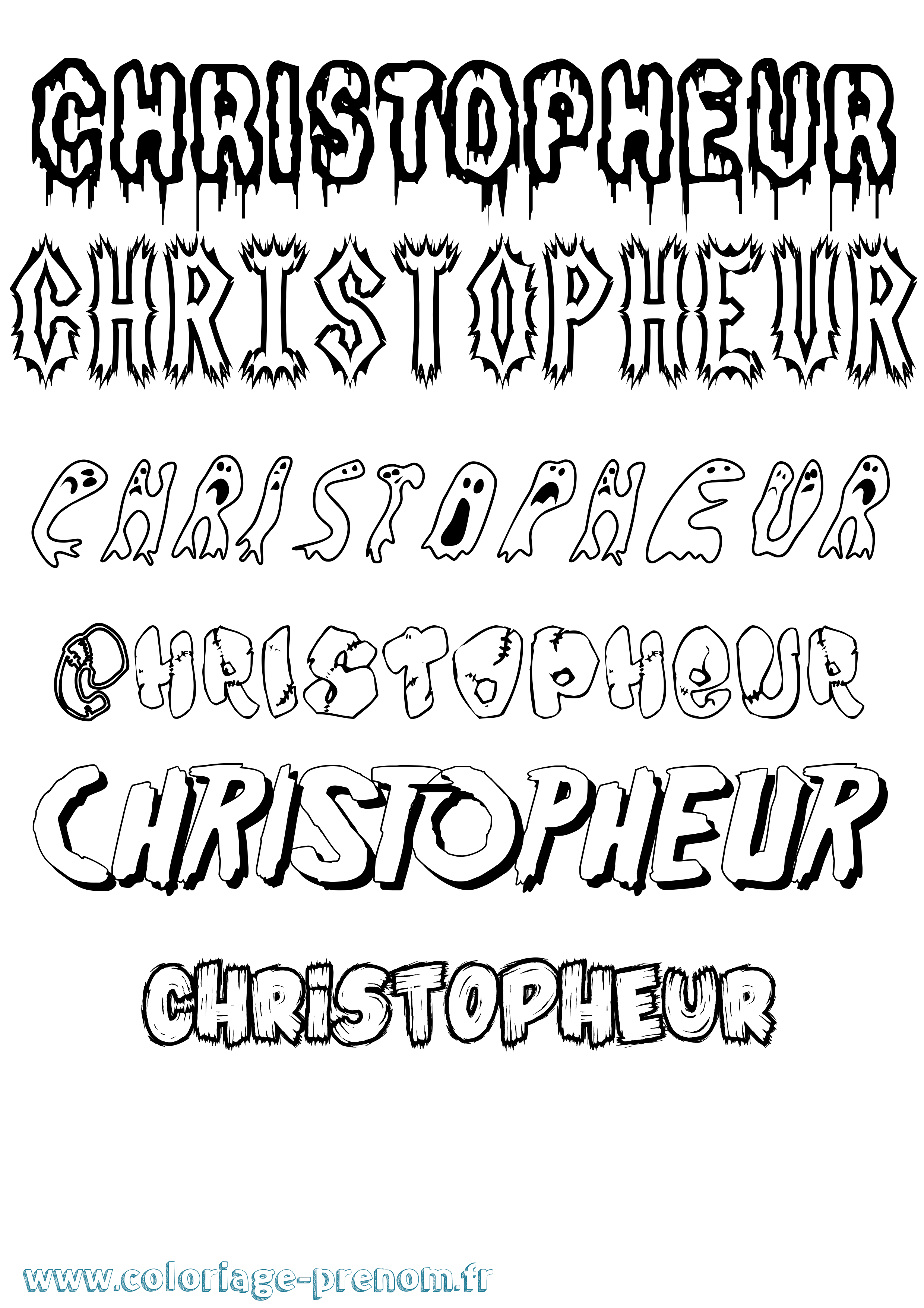Coloriage Christopheur Frisson Coloriage prénom Christopheur Frisson