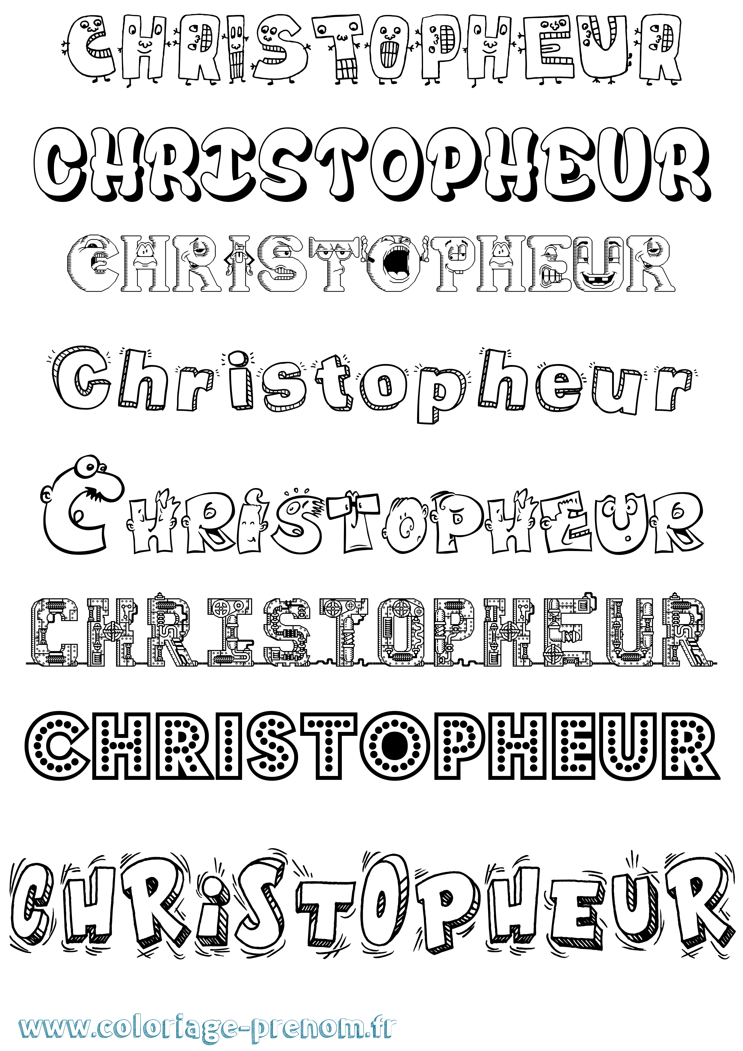 Coloriage Christopheur Fun Coloriage prénom Christopheur Fun