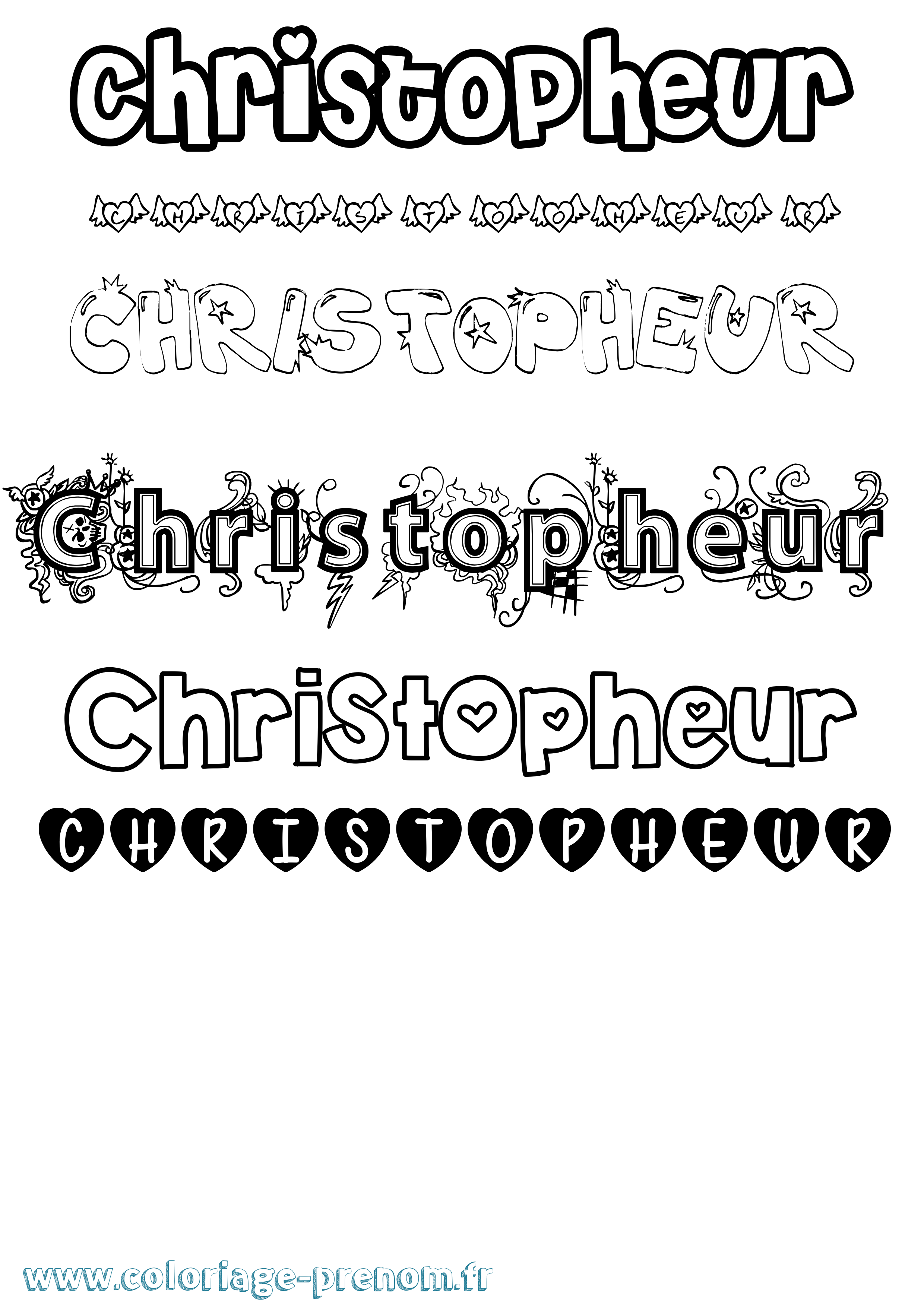 Coloriage Christopheur Girly Coloriage prénom Christopheur Girly