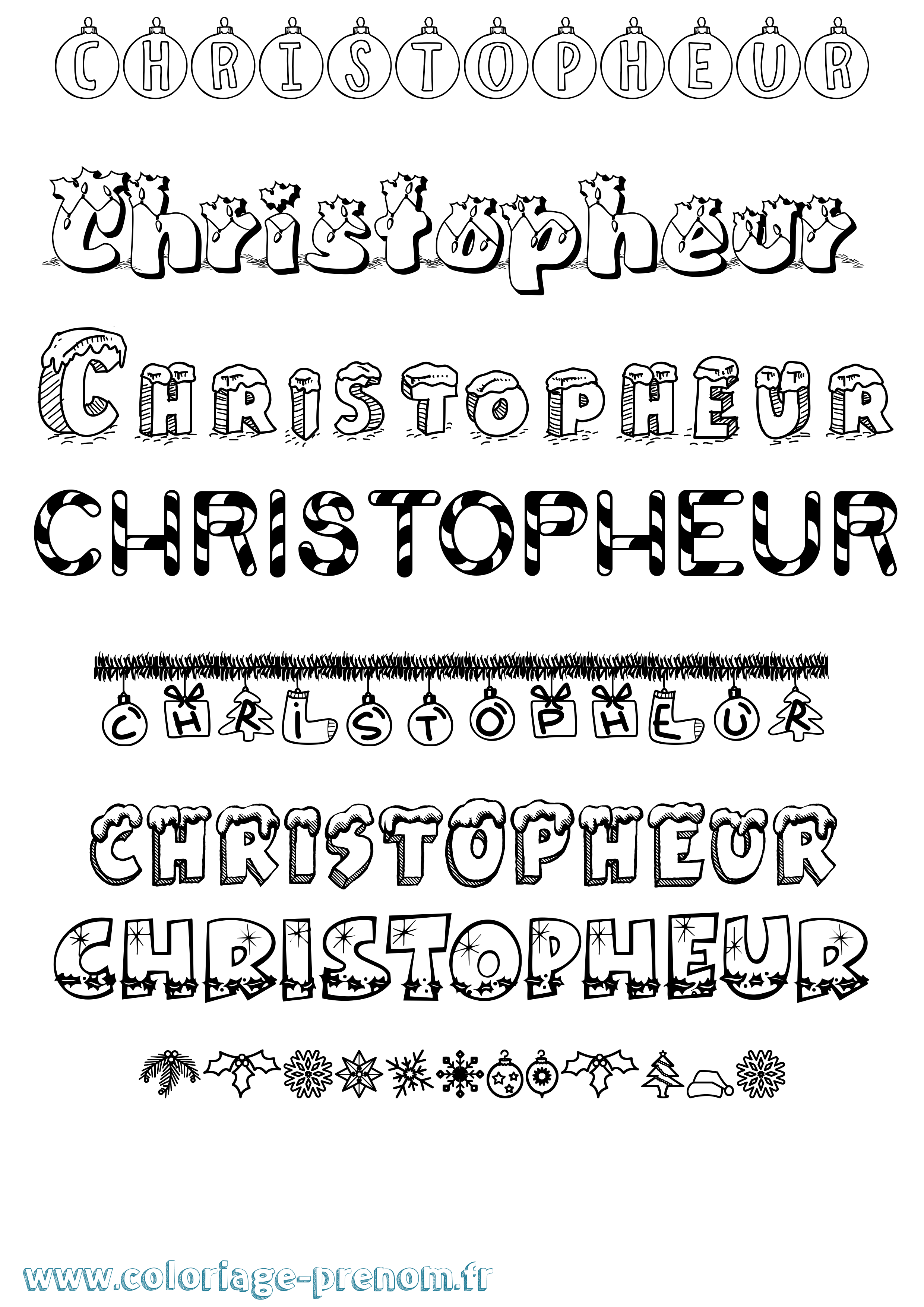 Coloriage Christopheur Noël Coloriage prénom Christopheur Noël