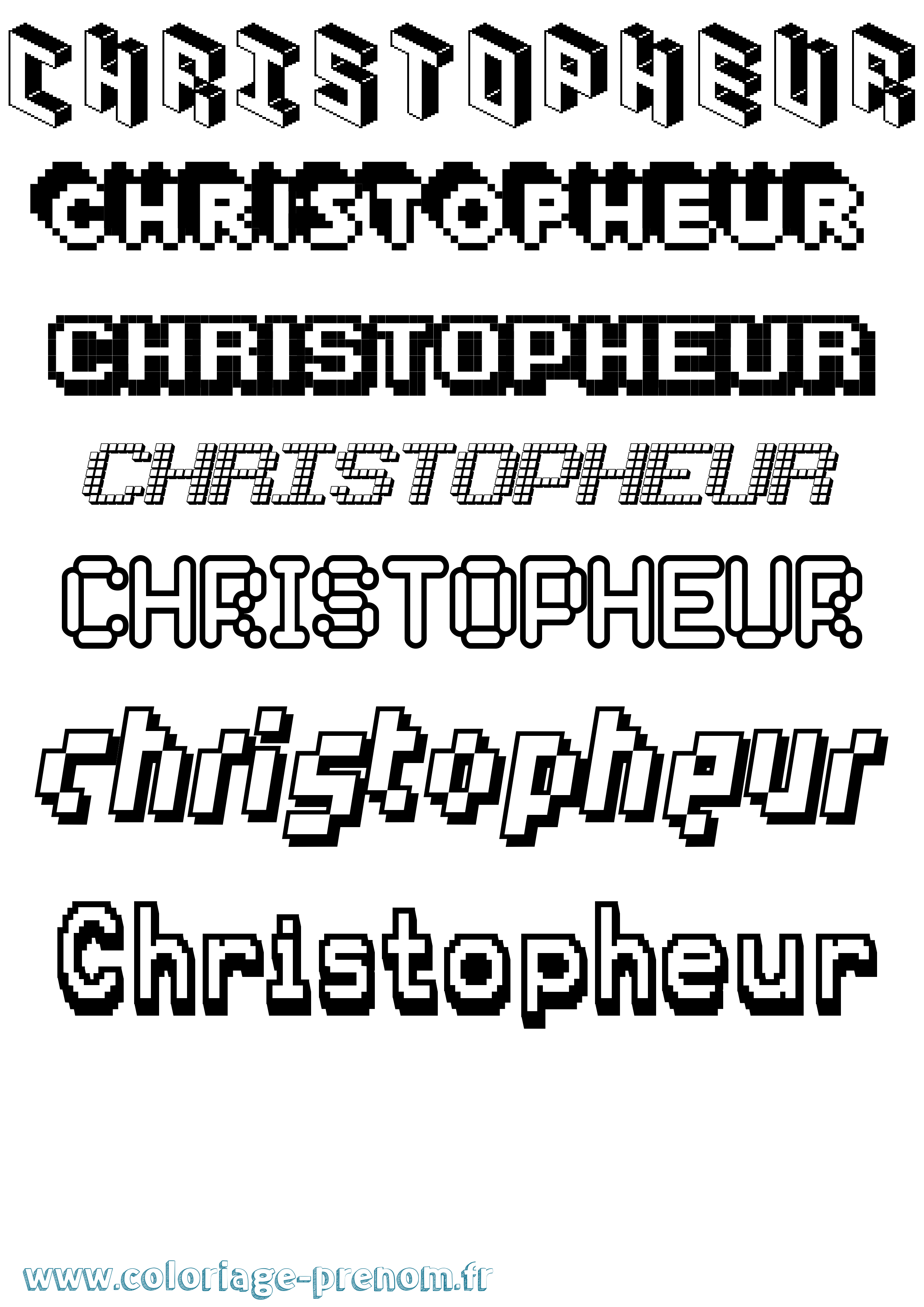 Coloriage Christopheur Pixel Coloriage prénom Christopheur Pixel