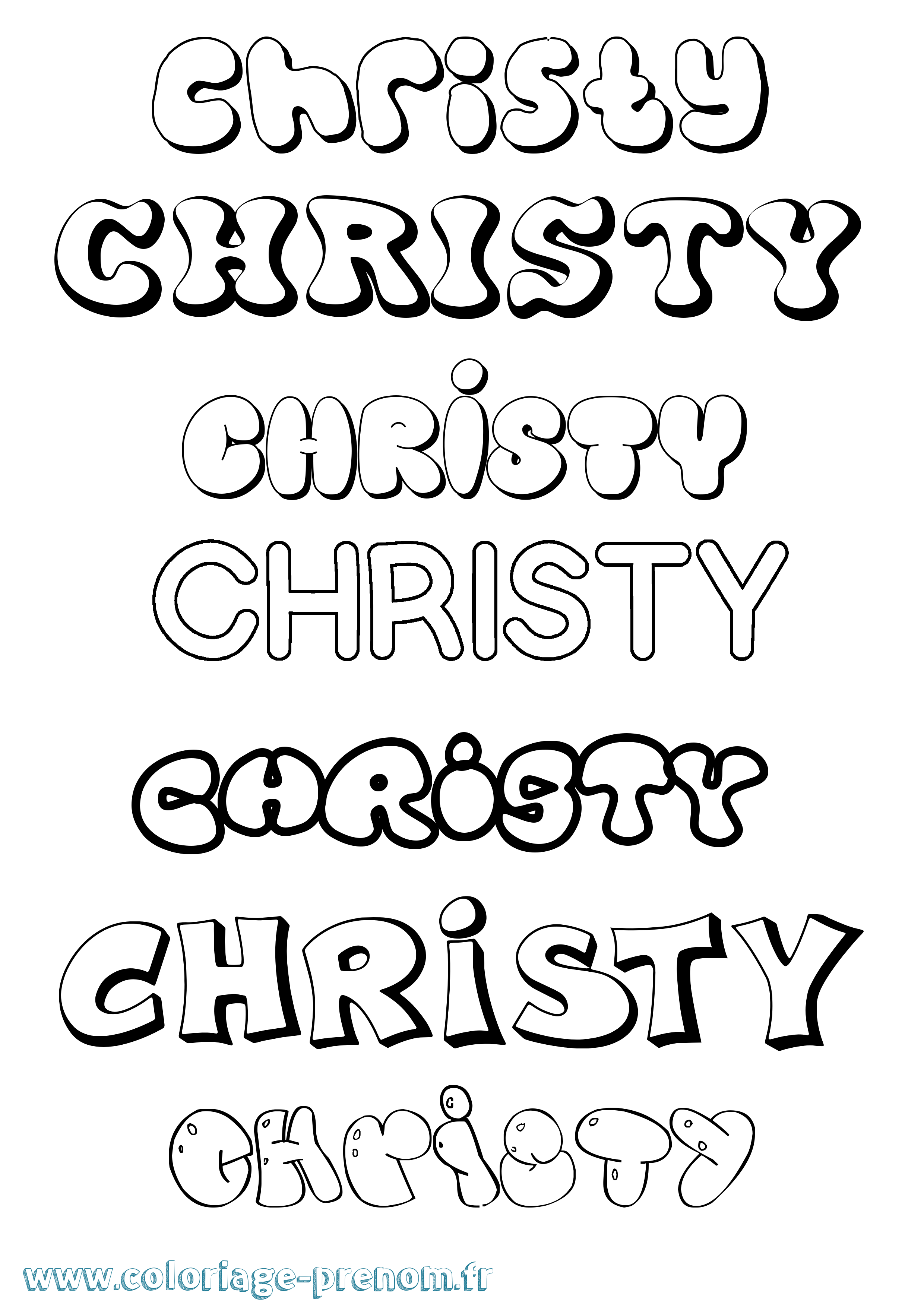 Coloriage Christy Bubble Coloriage prénom Christy Bubble