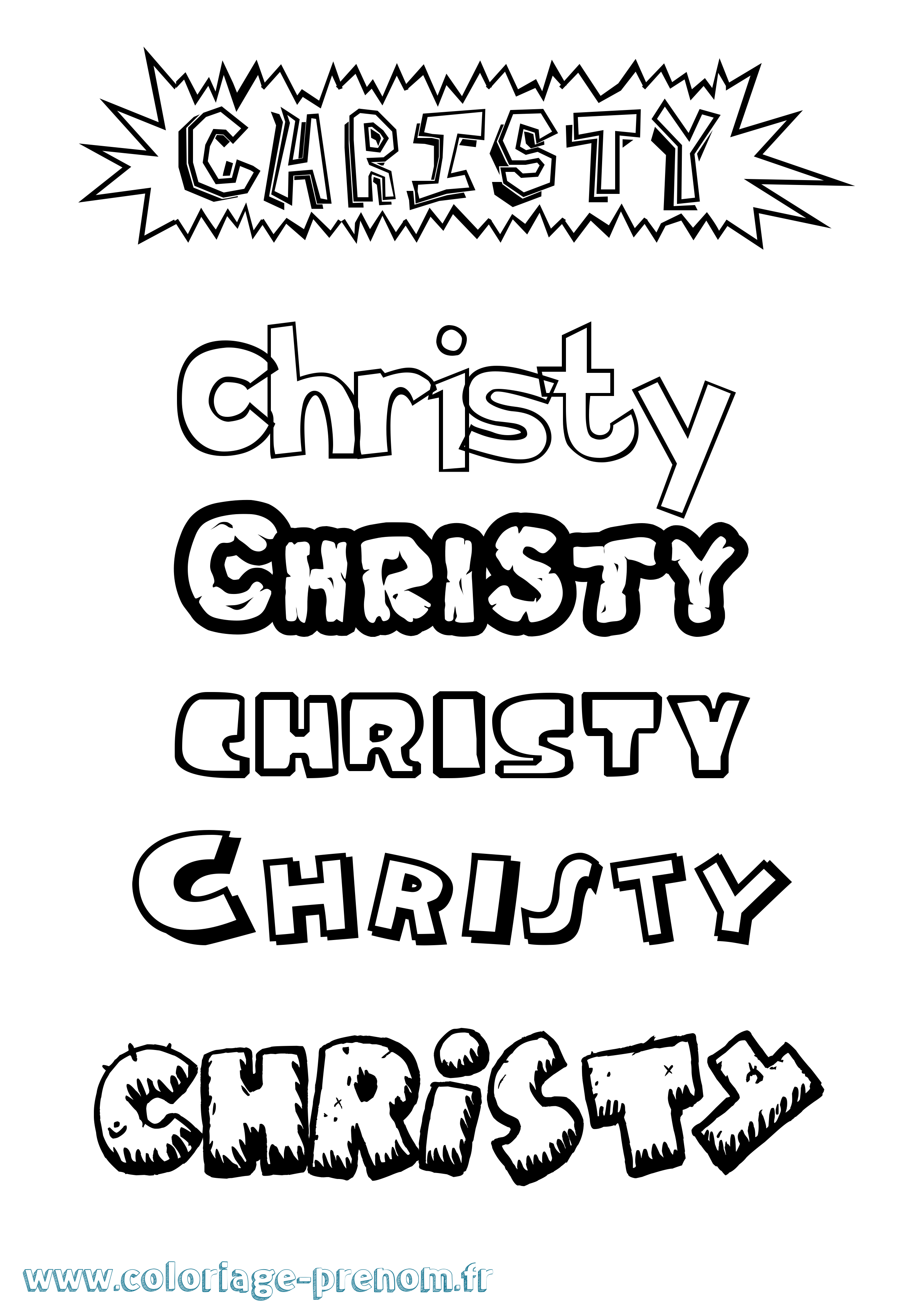 Coloriage Christy Dessin Animé Coloriage prénom Christy Dessin Animé