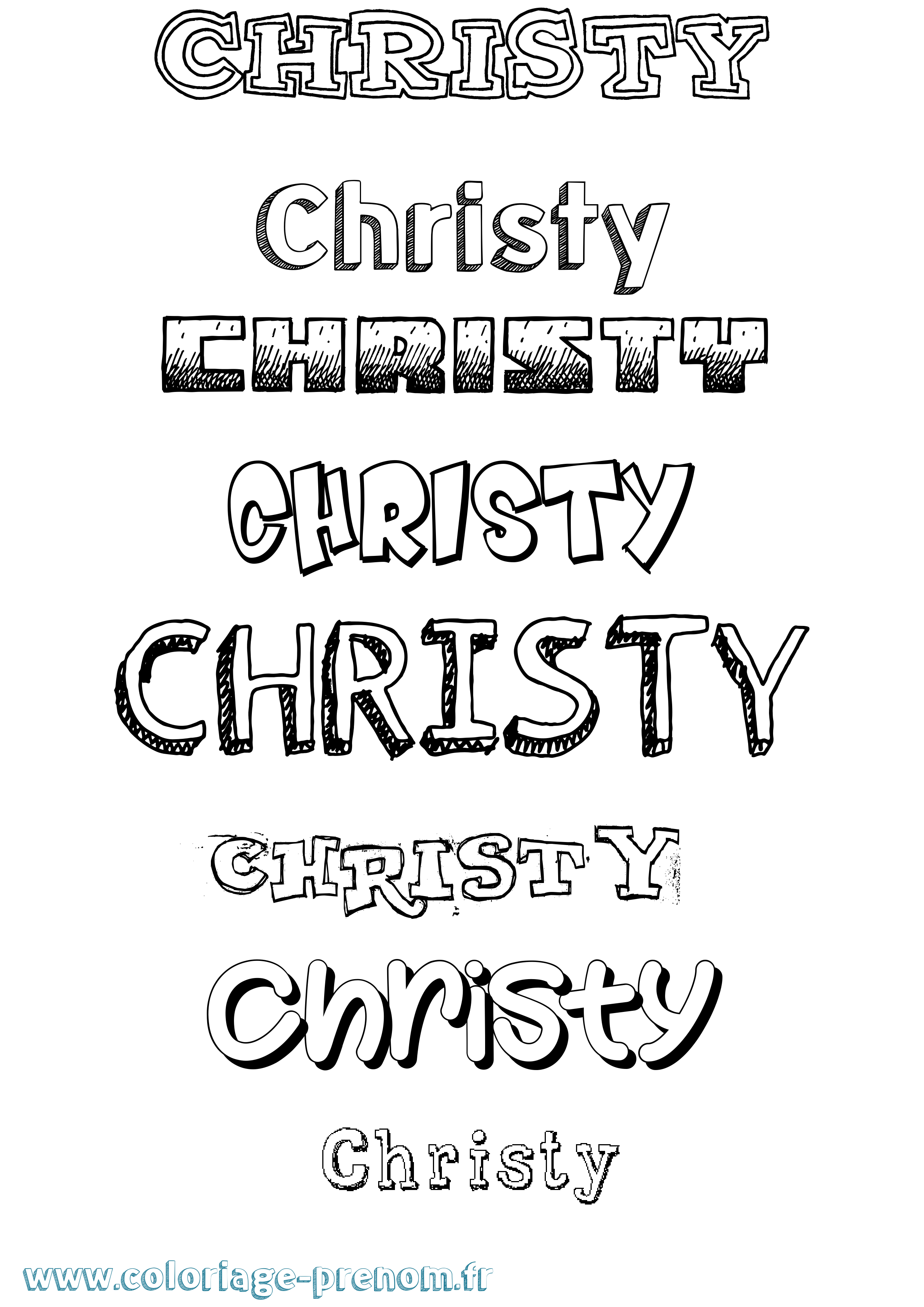 Coloriage Christy Dessiné Coloriage prénom Christy Dessiné