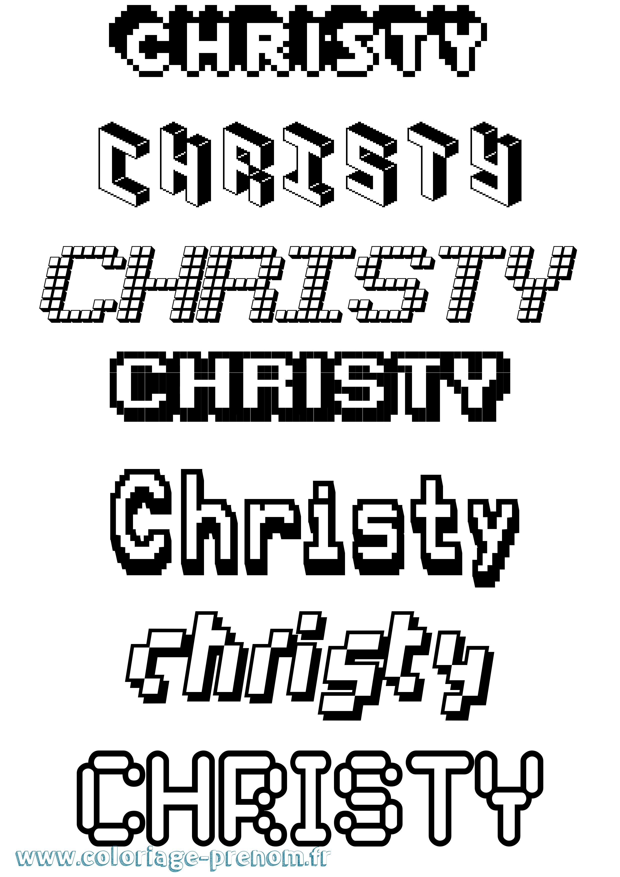 Coloriage Christy Pixel Coloriage prénom Christy Pixel