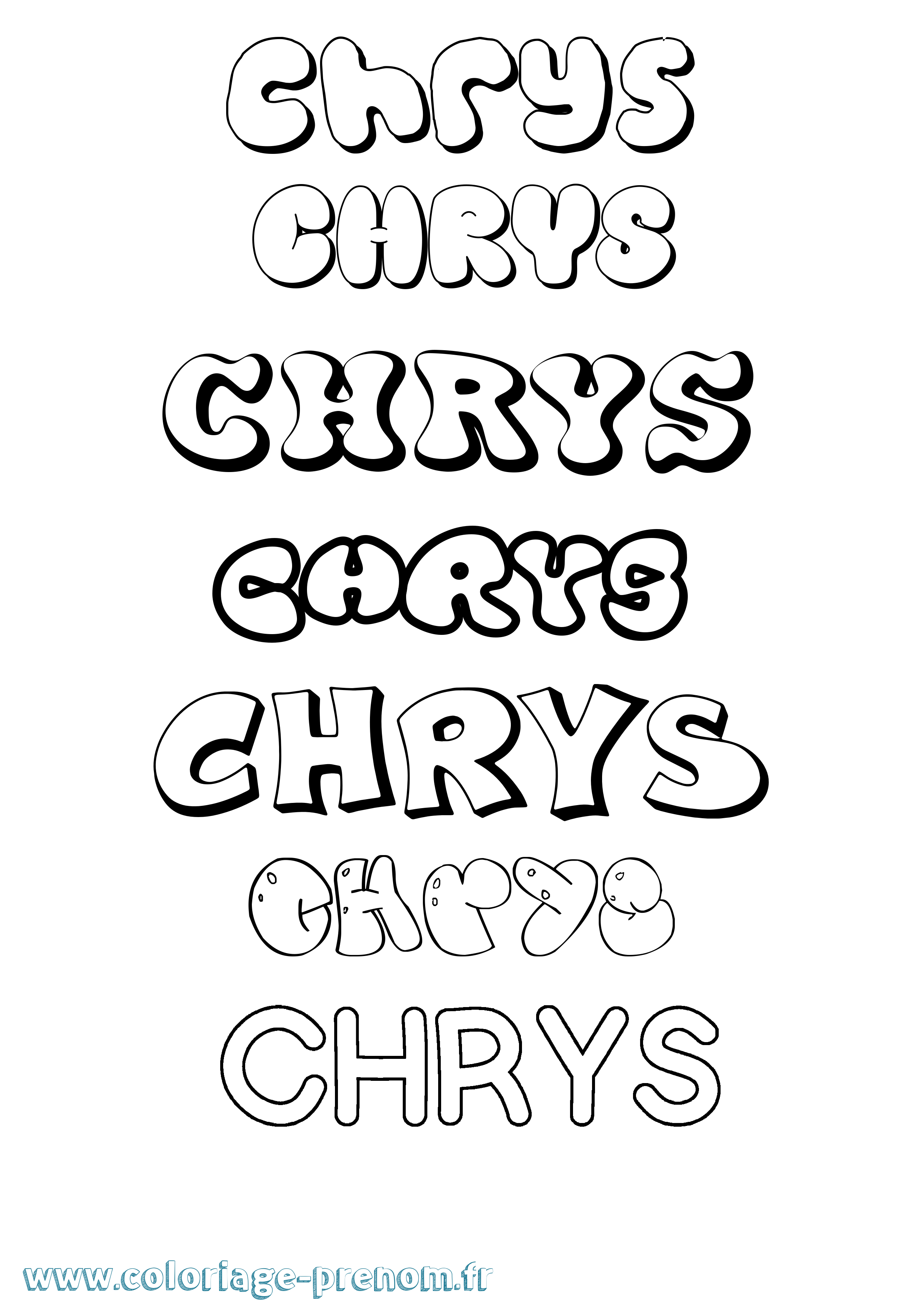 Coloriage Chrys Bubble Coloriage prénom Chrys Bubble