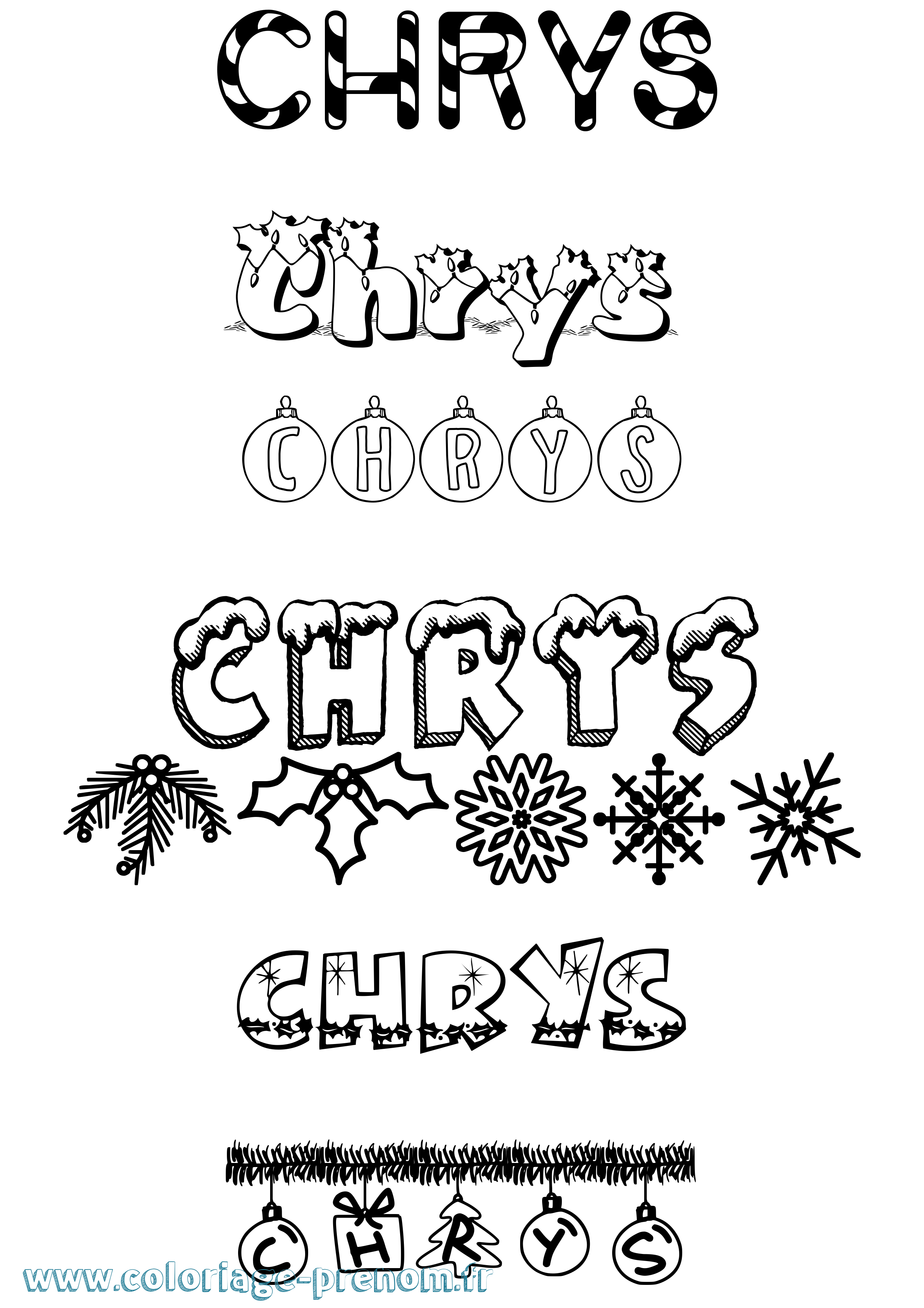 Coloriage Chrys Noël Coloriage prénom Chrys Noël