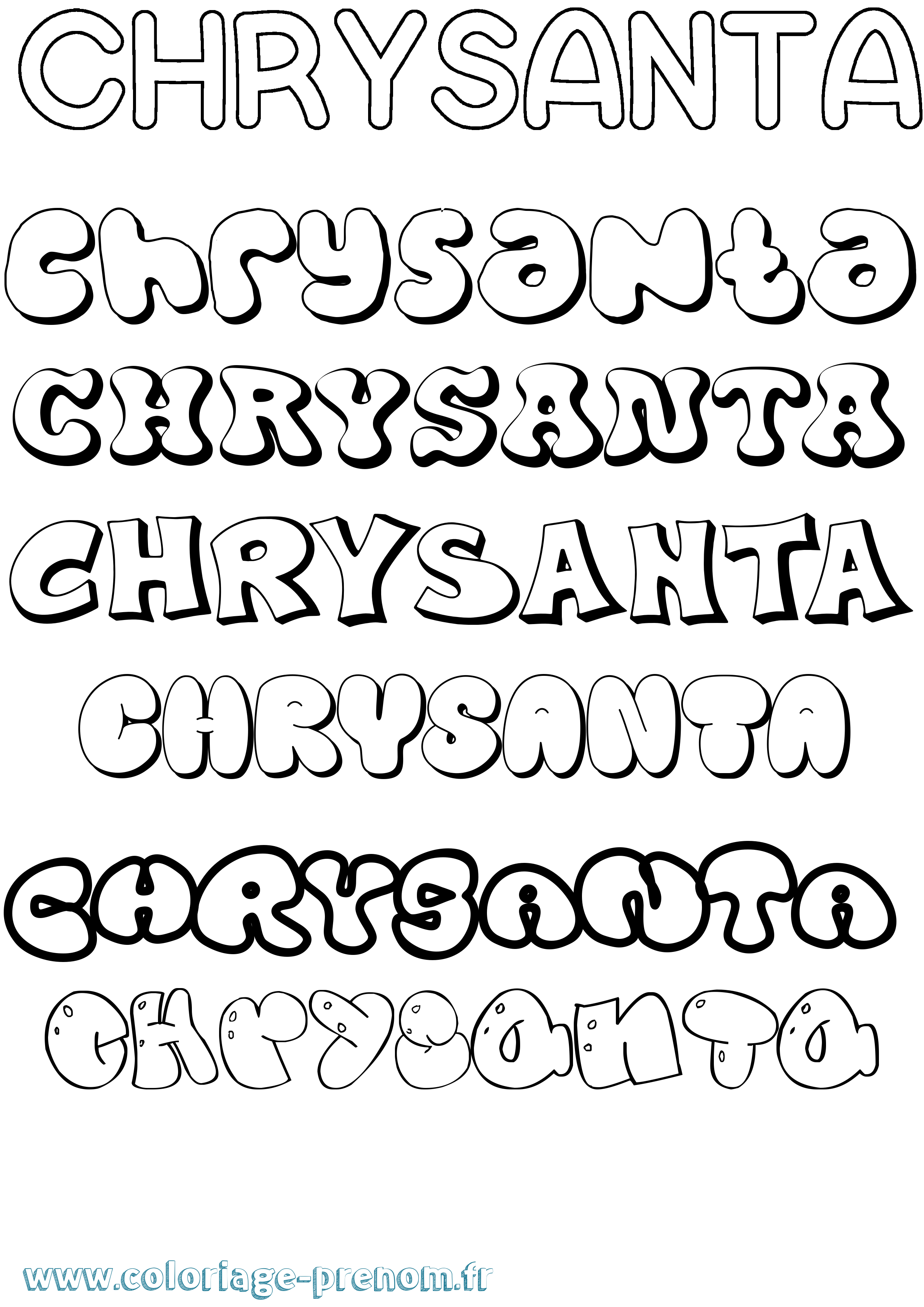 Coloriage Chrysanta Bubble Coloriage prénom Chrysanta Bubble