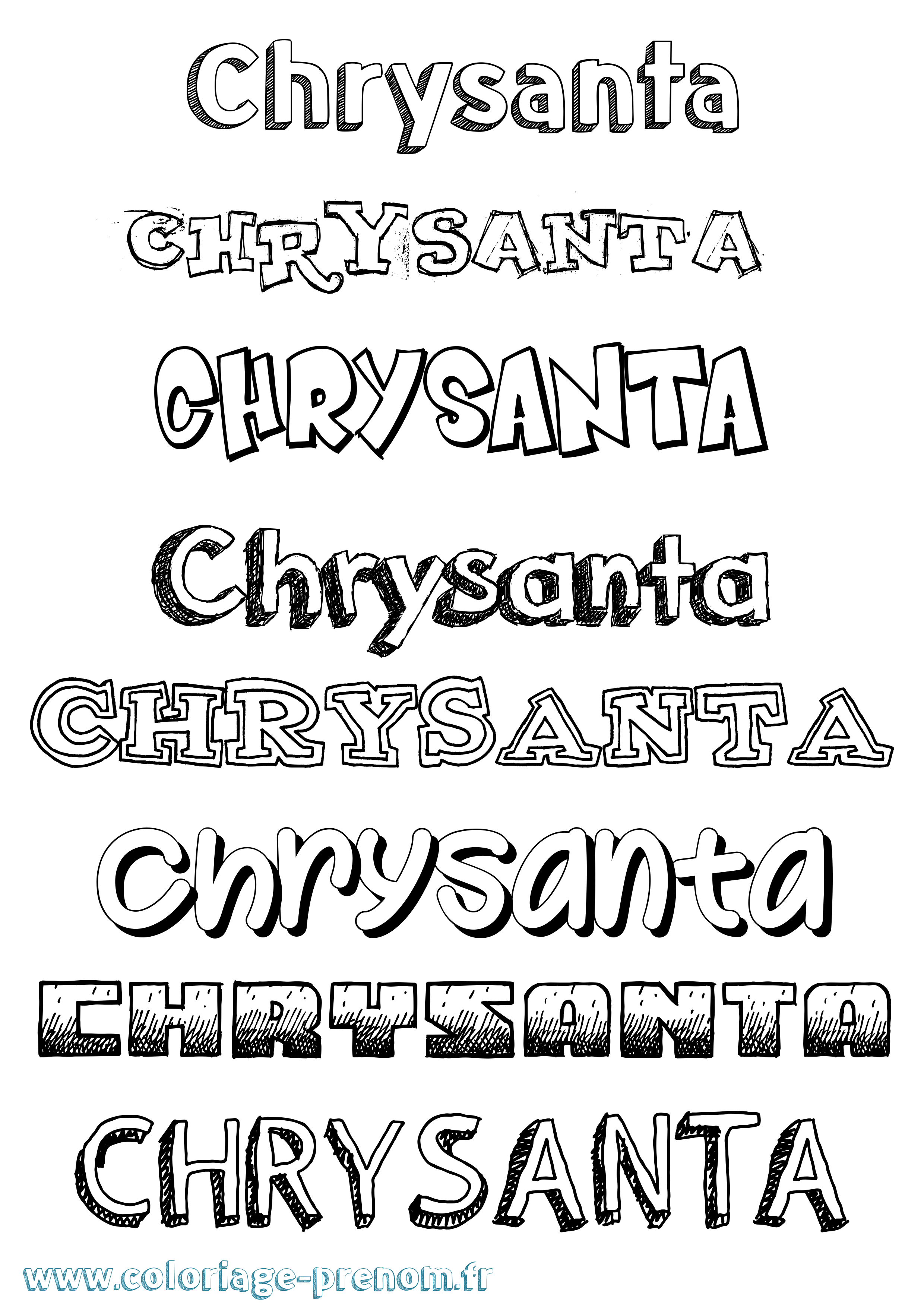 Coloriage Chrysanta Dessiné Coloriage prénom Chrysanta Dessiné
