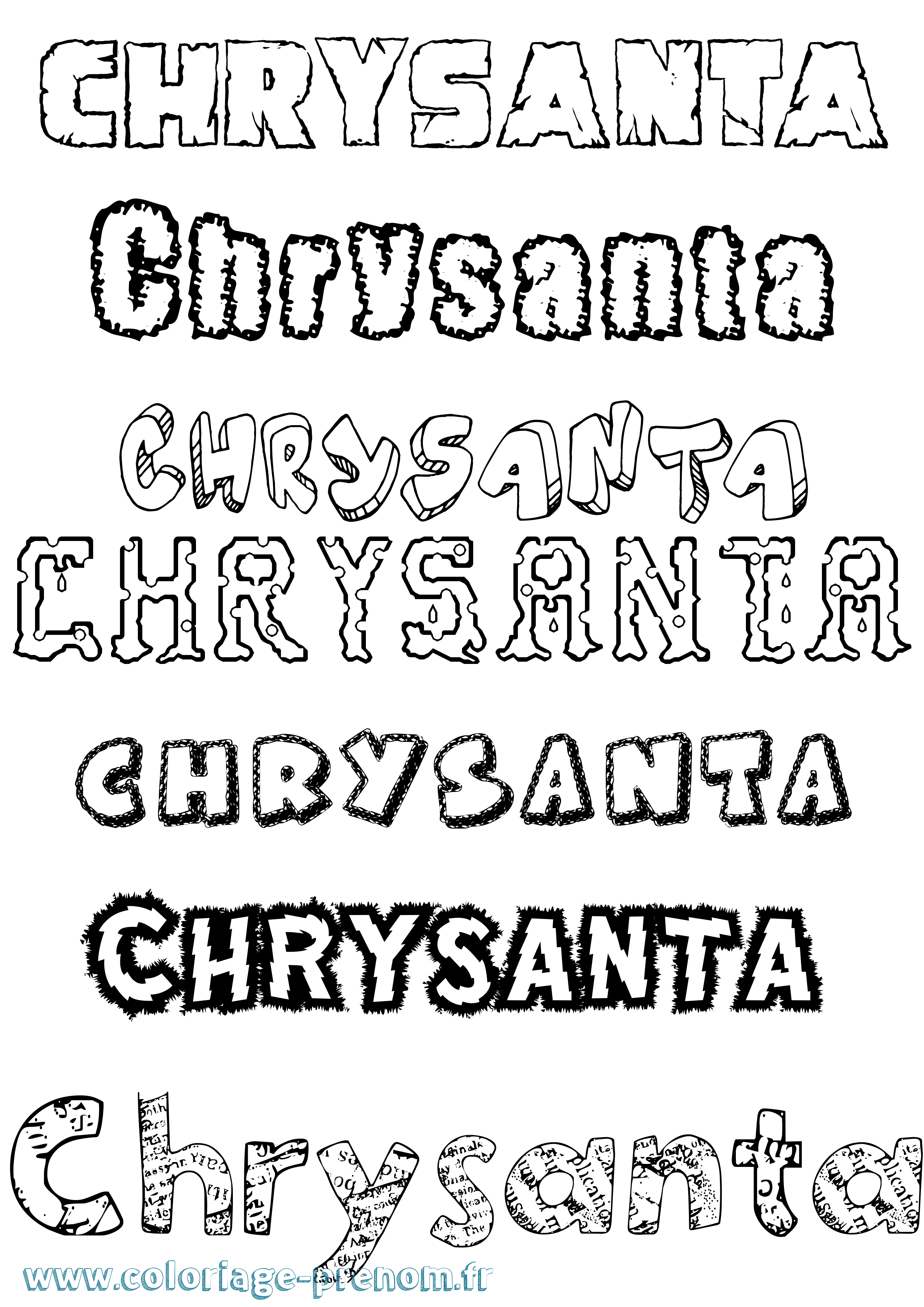 Coloriage Chrysanta Destructuré Coloriage prénom Chrysanta Destructuré