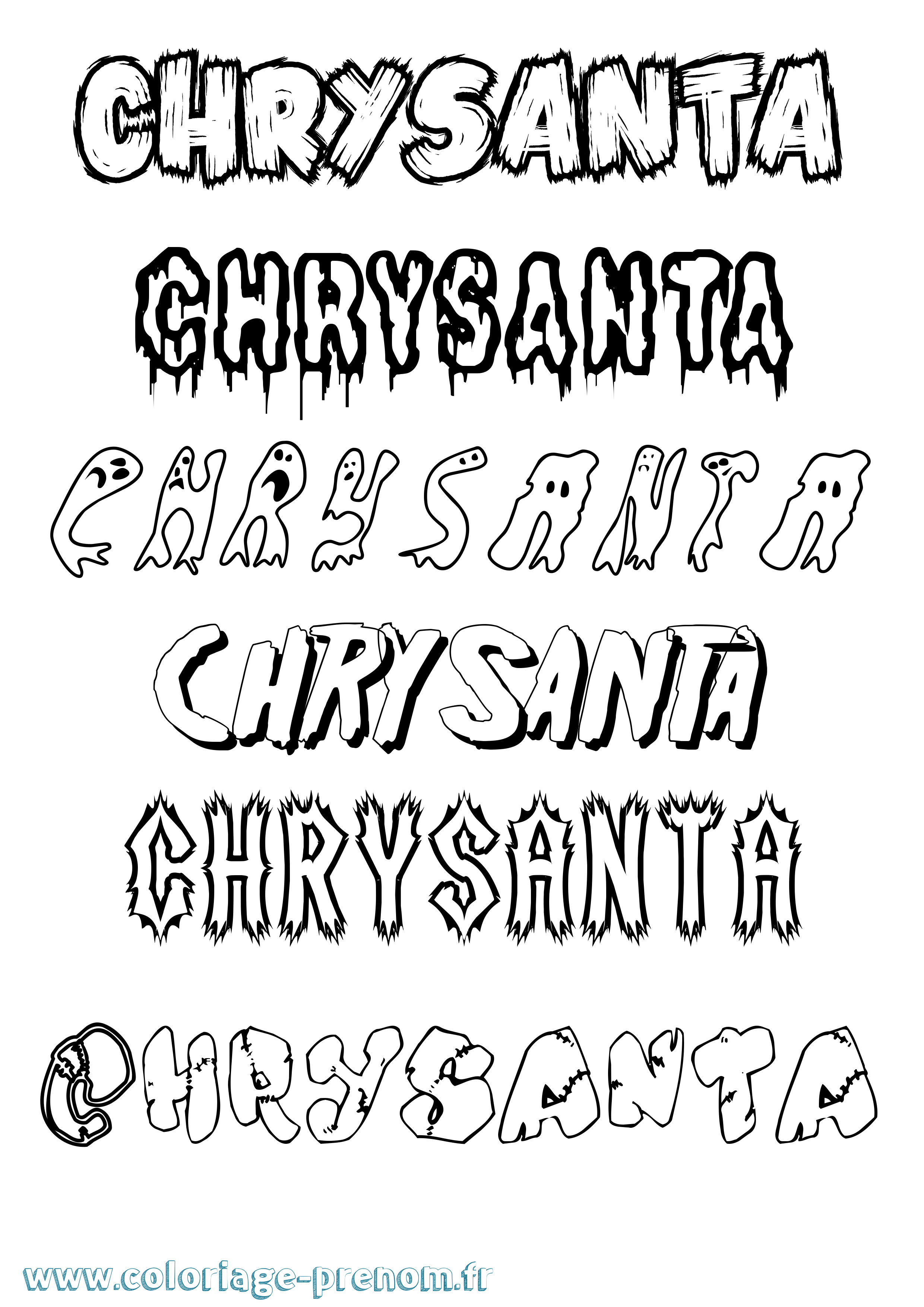 Coloriage Chrysanta Frisson Coloriage prénom Chrysanta Frisson
